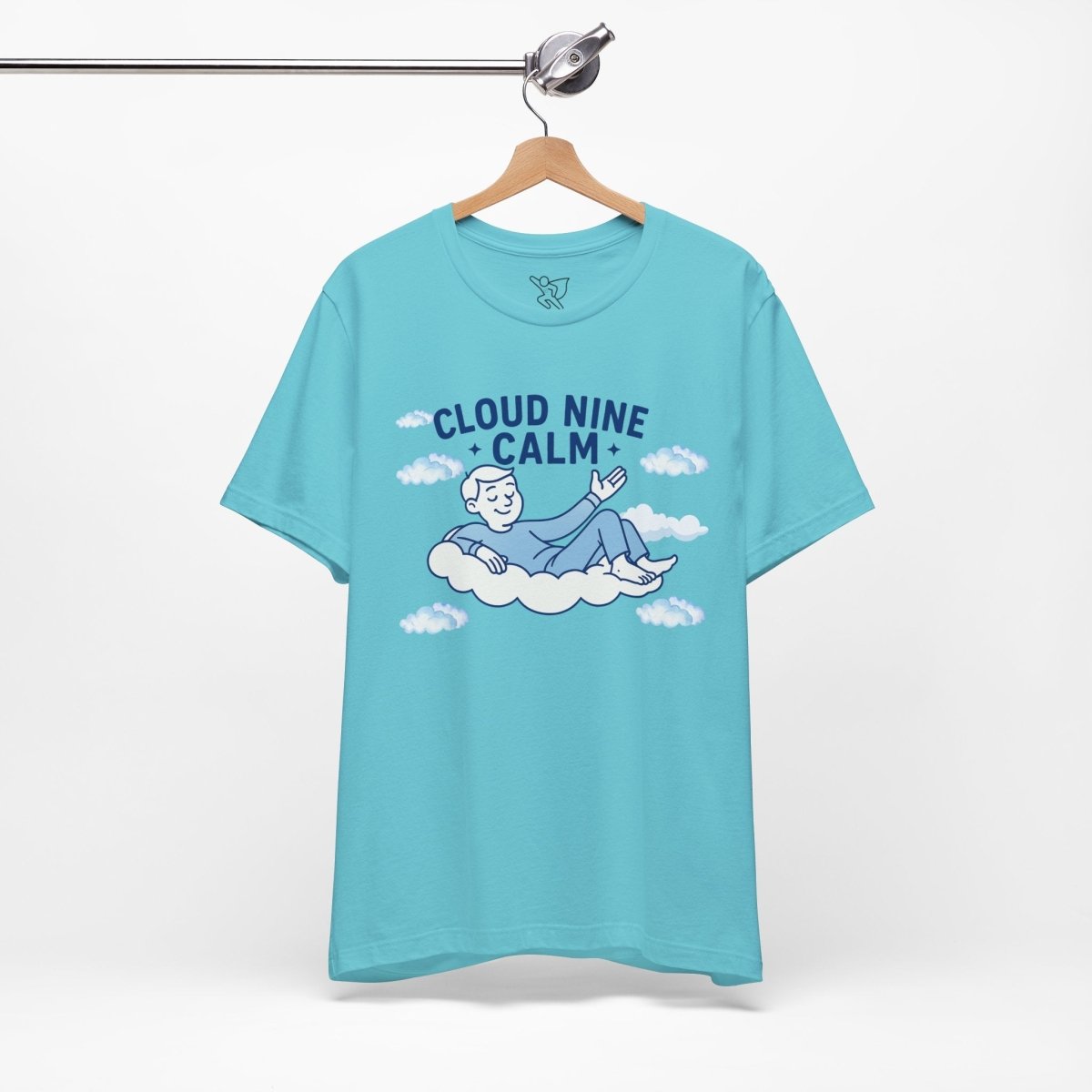"Cloud Nine Calm" Relaxed Unisex Jersey Short Sleeve T-Shirt, Gift for Mindfulness, Cozy Fashion, Casual Wear, Relaxation Outfit - CW1 MINDSet Collection - AI Tee Hero