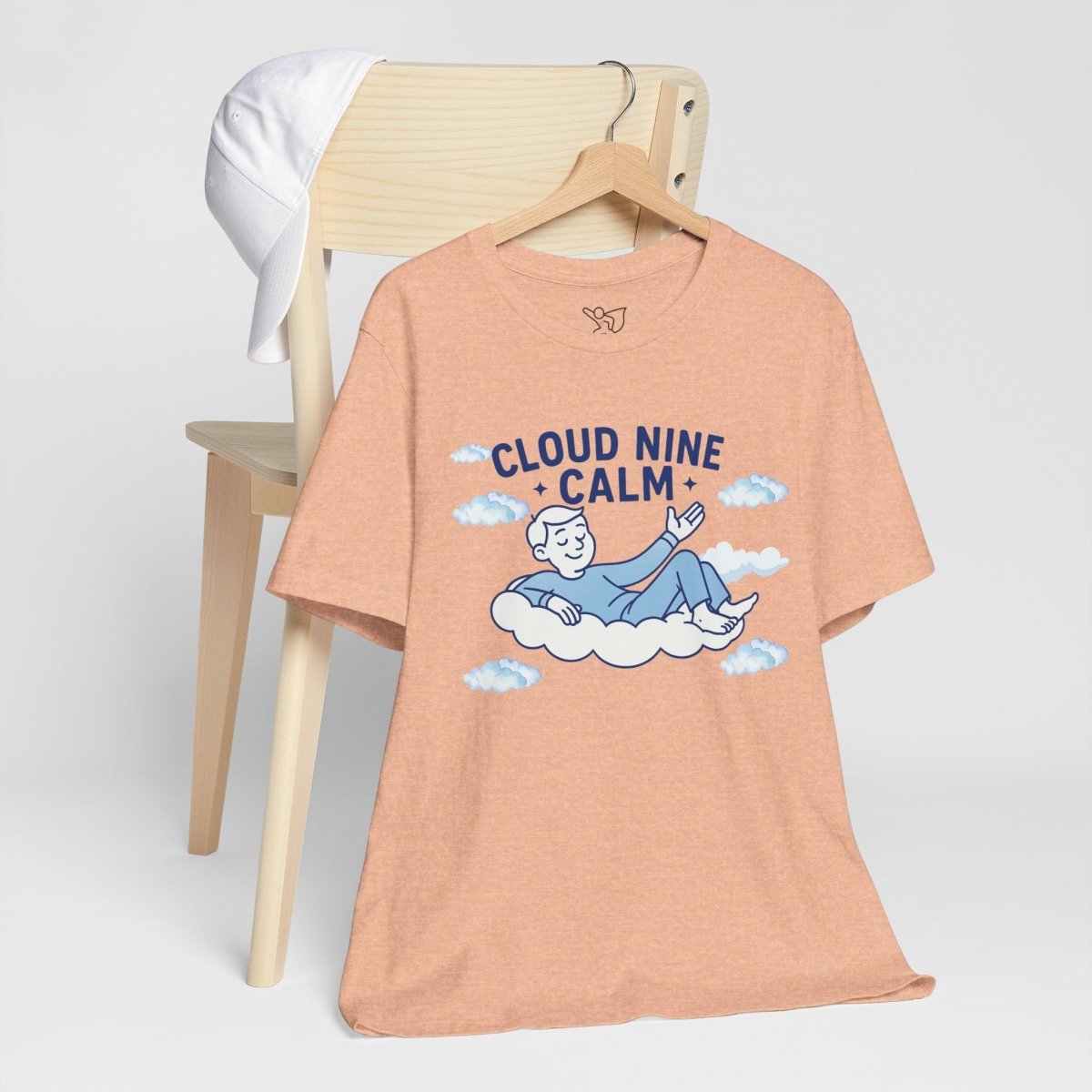 "Cloud Nine Calm" Relaxed Unisex Jersey Short Sleeve T-Shirt, Gift for Mindfulness, Cozy Fashion, Casual Wear, Relaxation Outfit - CW1 MINDSet Collection - AI Tee Hero