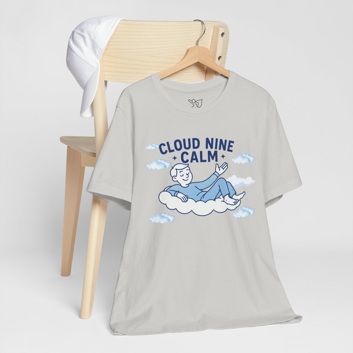 "Cloud Nine Calm" Relaxed Unisex Jersey Short Sleeve T-Shirt, Gift for Mindfulness, Cozy Fashion, Casual Wear, Relaxation Outfit - CW1 MINDSet Collection - AI Tee Hero