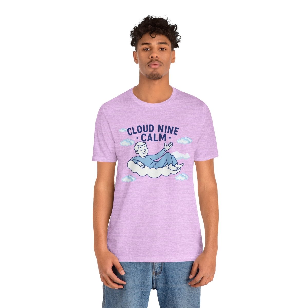 "Cloud Nine Calm" Relaxed Unisex Jersey Short Sleeve T-Shirt, Gift for Mindfulness, Cozy Fashion, Casual Wear, Relaxation Outfit - CW1 MINDSet Collection - AI Tee Hero