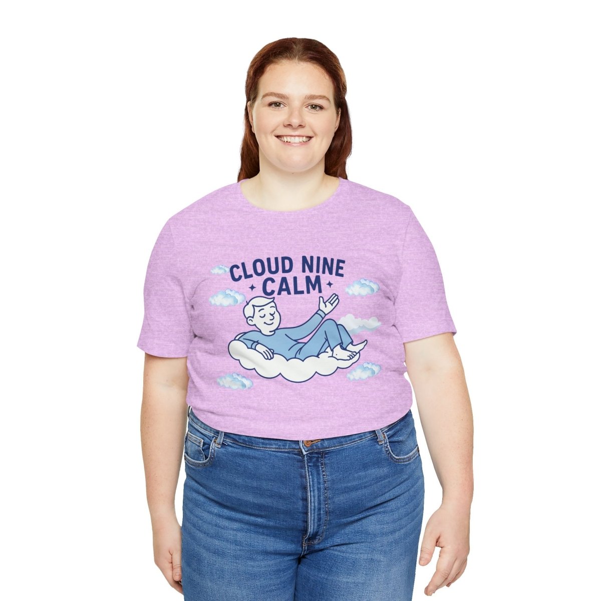 "Cloud Nine Calm" Relaxed Unisex Jersey Short Sleeve T-Shirt, Gift for Mindfulness, Cozy Fashion, Casual Wear, Relaxation Outfit - CW1 MINDSet Collection - AI Tee Hero