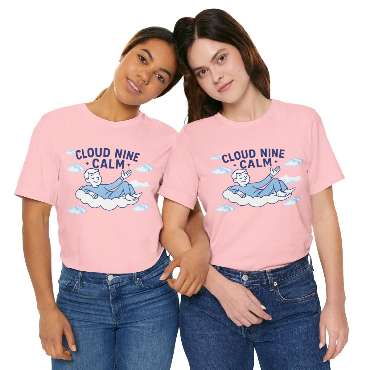 "Cloud Nine Calm" Relaxed Unisex Jersey Short Sleeve T-Shirt, Gift for Mindfulness, Cozy Fashion, Casual Wear, Relaxation Outfit - CW1 MINDSet Collection - AI Tee Hero