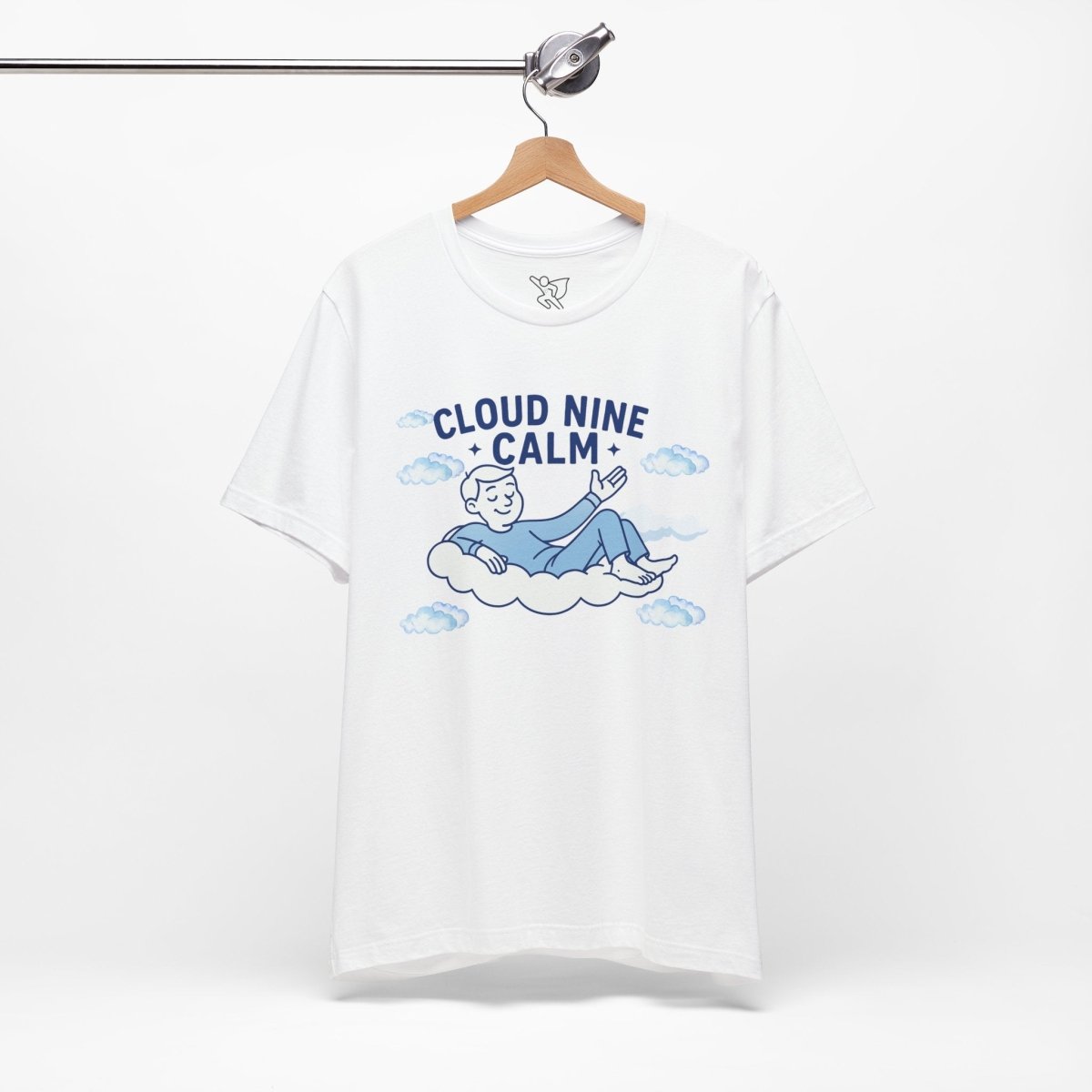 "Cloud Nine Calm" Relaxed Unisex Jersey Short Sleeve T-Shirt, Gift for Mindfulness, Cozy Fashion, Casual Wear, Relaxation Outfit - CW1 MINDSet Collection - AI Tee Hero