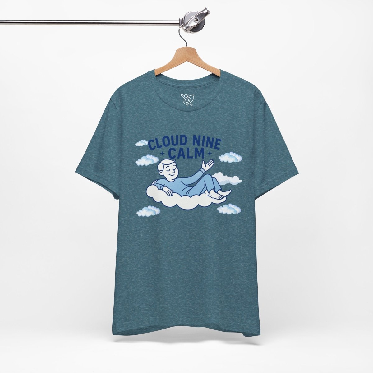 "Cloud Nine Calm" Relaxed Unisex Jersey Short Sleeve T-Shirt, Gift for Mindfulness, Cozy Fashion, Casual Wear, Relaxation Outfit - CW1 MINDSet Collection - AI Tee Hero