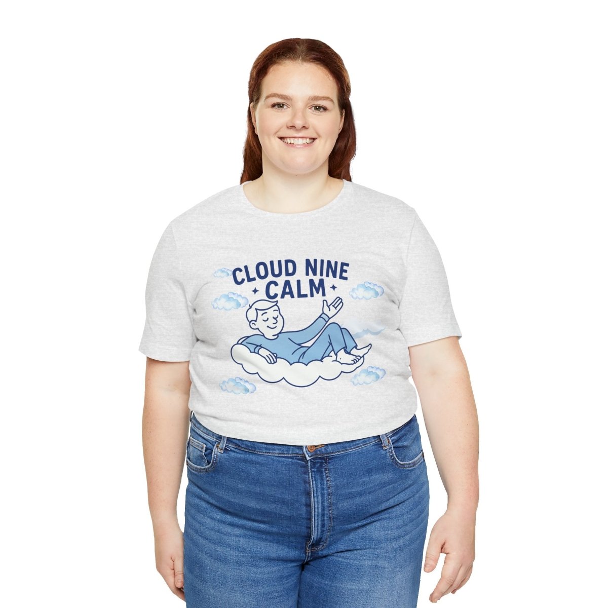 "Cloud Nine Calm" Relaxed Unisex Jersey Short Sleeve T-Shirt, Gift for Mindfulness, Cozy Fashion, Casual Wear, Relaxation Outfit - CW1 MINDSet Collection - AI Tee Hero