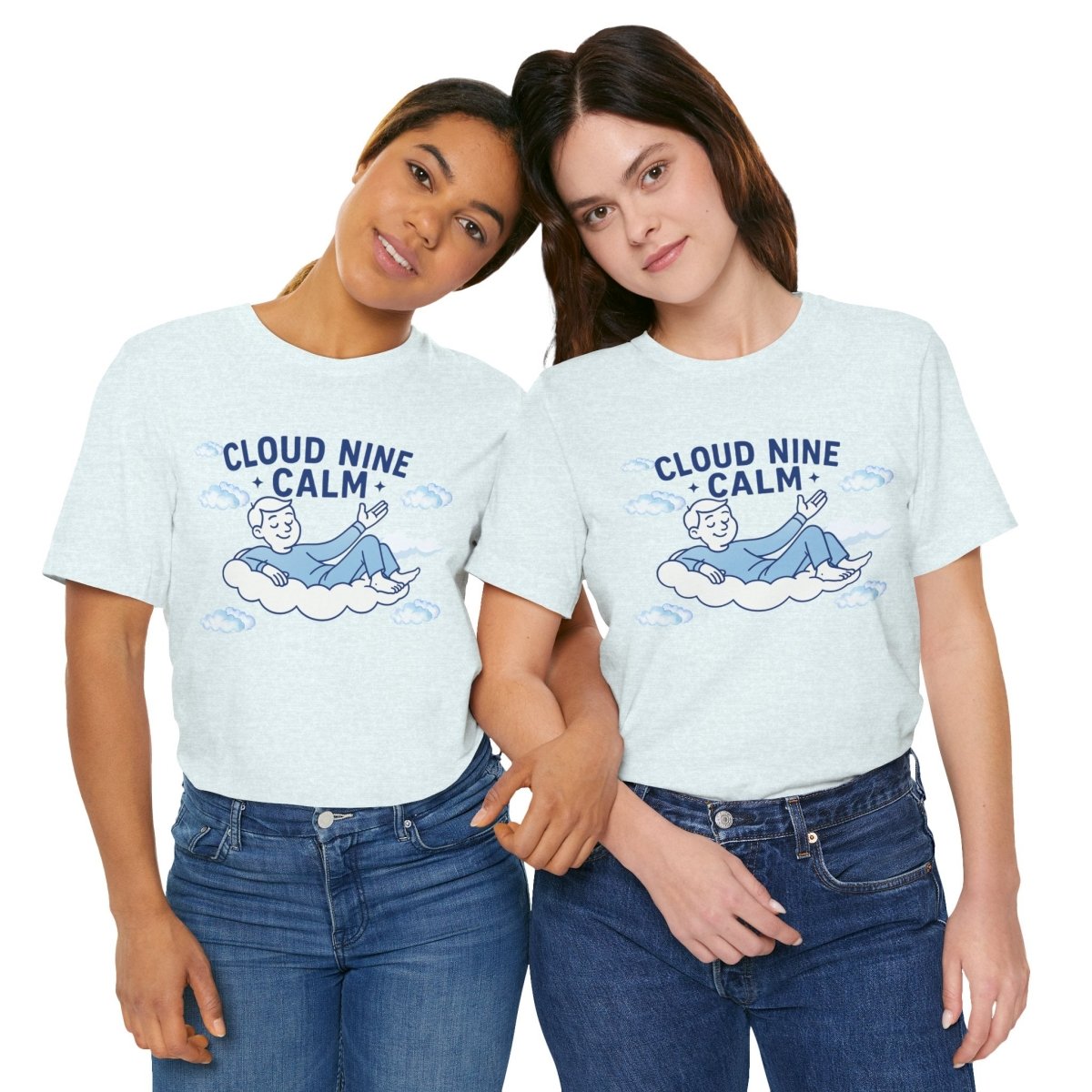 "Cloud Nine Calm" Relaxed Unisex Jersey Short Sleeve T-Shirt, Gift for Mindfulness, Cozy Fashion, Casual Wear, Relaxation Outfit - CW1 MINDSet Collection - AI Tee Hero