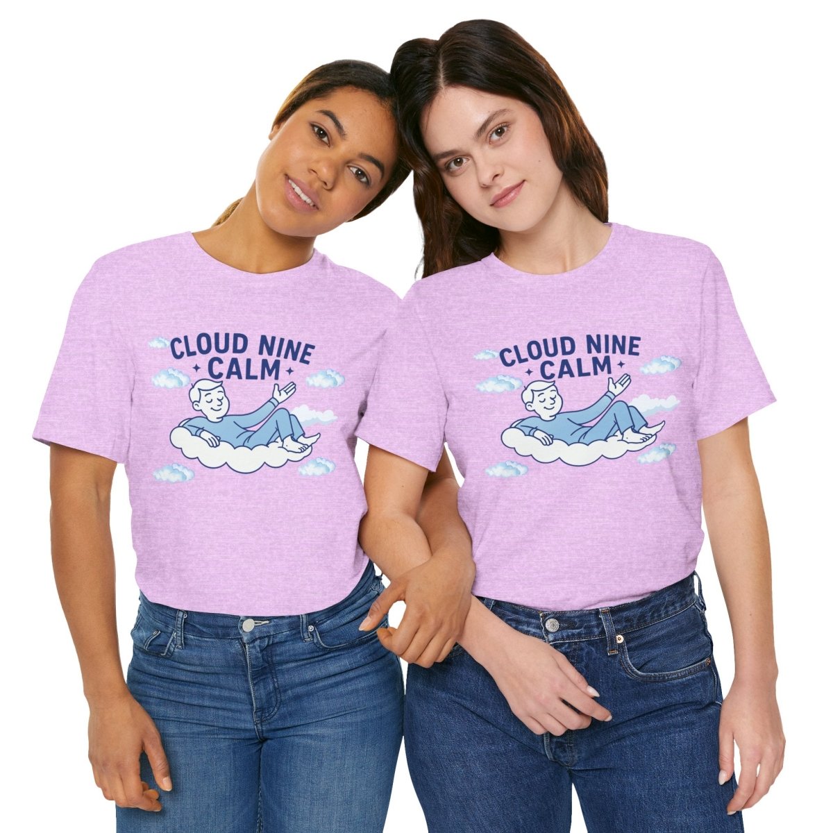 "Cloud Nine Calm" Relaxed Unisex Jersey Short Sleeve T-Shirt, Gift for Mindfulness, Cozy Fashion, Casual Wear, Relaxation Outfit - CW1 MINDSet Collection - AI Tee Hero