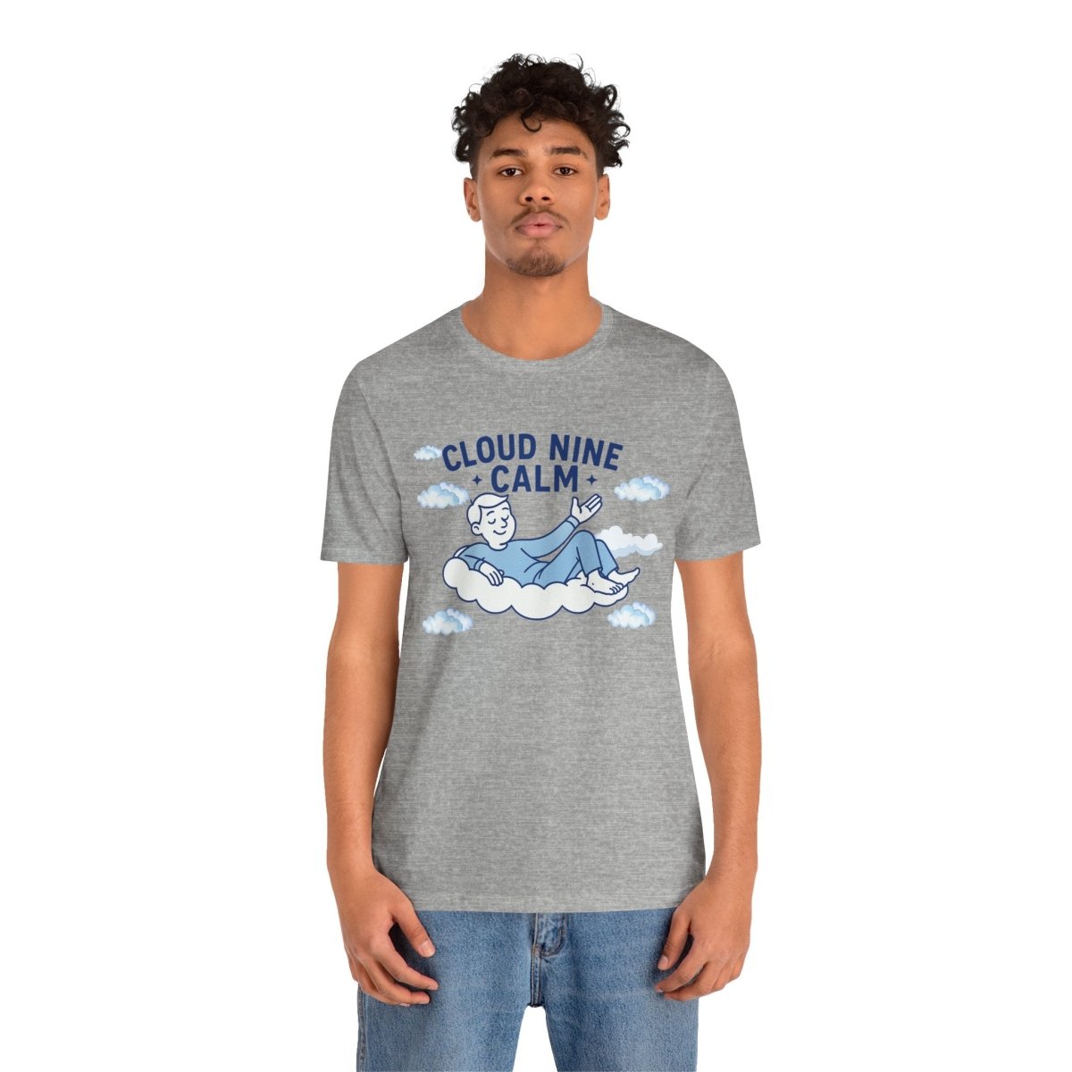 "Cloud Nine Calm" Relaxed Unisex Jersey Short Sleeve T-Shirt, Gift for Mindfulness, Cozy Fashion, Casual Wear, Relaxation Outfit - CW1 MINDSet Collection - AI Tee Hero