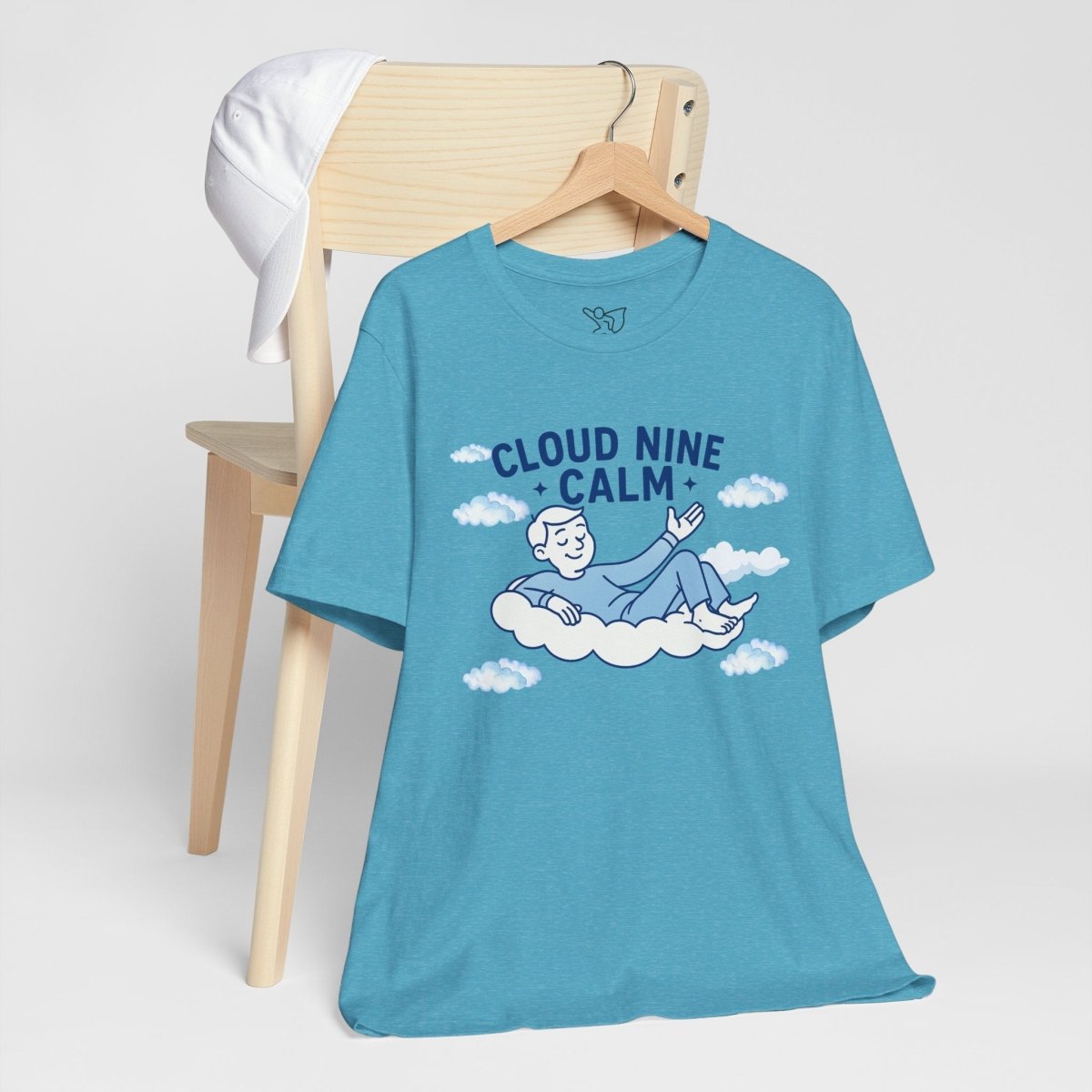 "Cloud Nine Calm" Relaxed Unisex Jersey Short Sleeve T-Shirt, Gift for Mindfulness, Cozy Fashion, Casual Wear, Relaxation Outfit - CW1 MINDSet Collection - AI Tee Hero