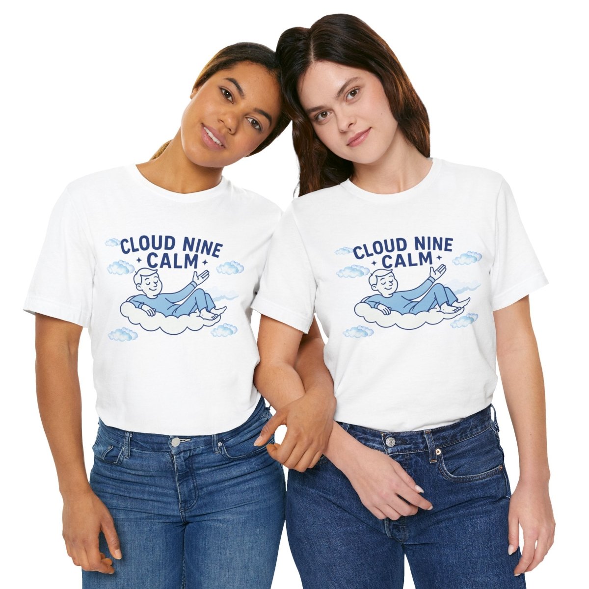 "Cloud Nine Calm" Relaxed Unisex Jersey Short Sleeve T-Shirt, Gift for Mindfulness, Cozy Fashion, Casual Wear, Relaxation Outfit - CW1 MINDSet Collection - AI Tee Hero