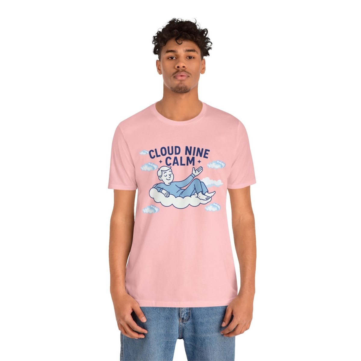 "Cloud Nine Calm" Relaxed Unisex Jersey Short Sleeve T-Shirt, Gift for Mindfulness, Cozy Fashion, Casual Wear, Relaxation Outfit - CW1 MINDSet Collection - AI Tee Hero