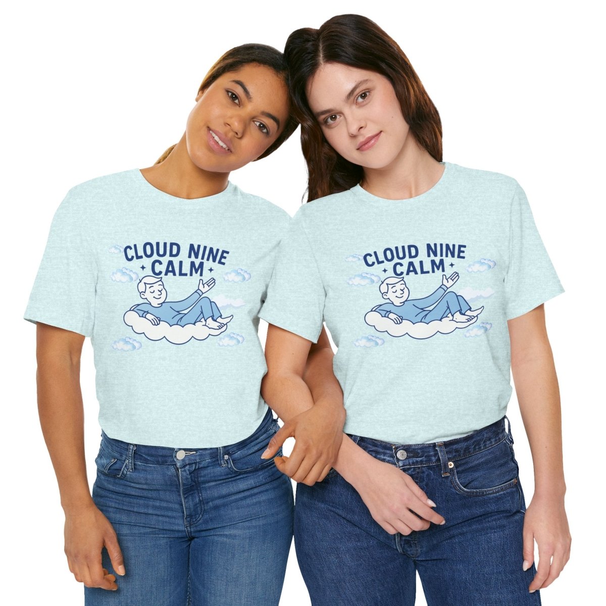 "Cloud Nine Calm" Relaxed Unisex Jersey Short Sleeve T-Shirt, Gift for Mindfulness, Cozy Fashion, Casual Wear, Relaxation Outfit - CW1 MINDSet Collection - AI Tee Hero