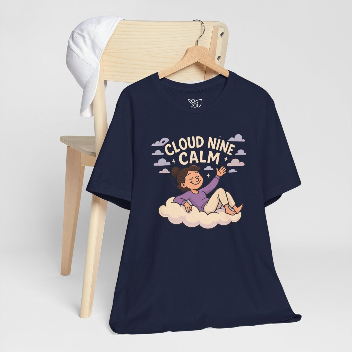 "Cloud Nine Calm" Relaxed Unisex Jersey Short Sleeve T-Shirt, Gift for Mindfulness, Cozy Fashion, Casual Wear, Relaxation Outfit - CW2 MINDSet Collection - AI Tee Hero