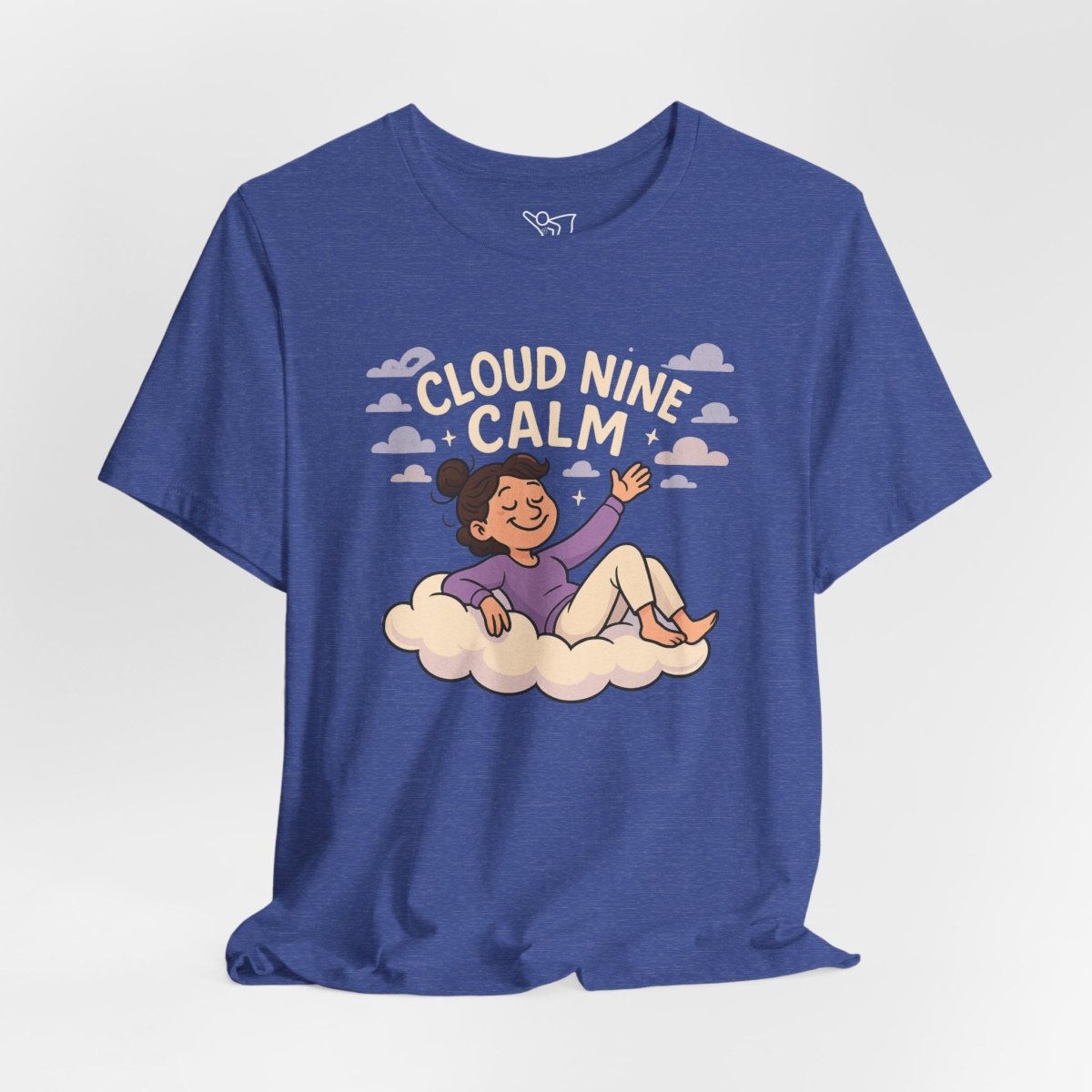 "Cloud Nine Calm" Relaxed Unisex Jersey Short Sleeve T-Shirt, Gift for Mindfulness, Cozy Fashion, Casual Wear, Relaxation Outfit - CW2 MINDSet Collection - AI Tee Hero