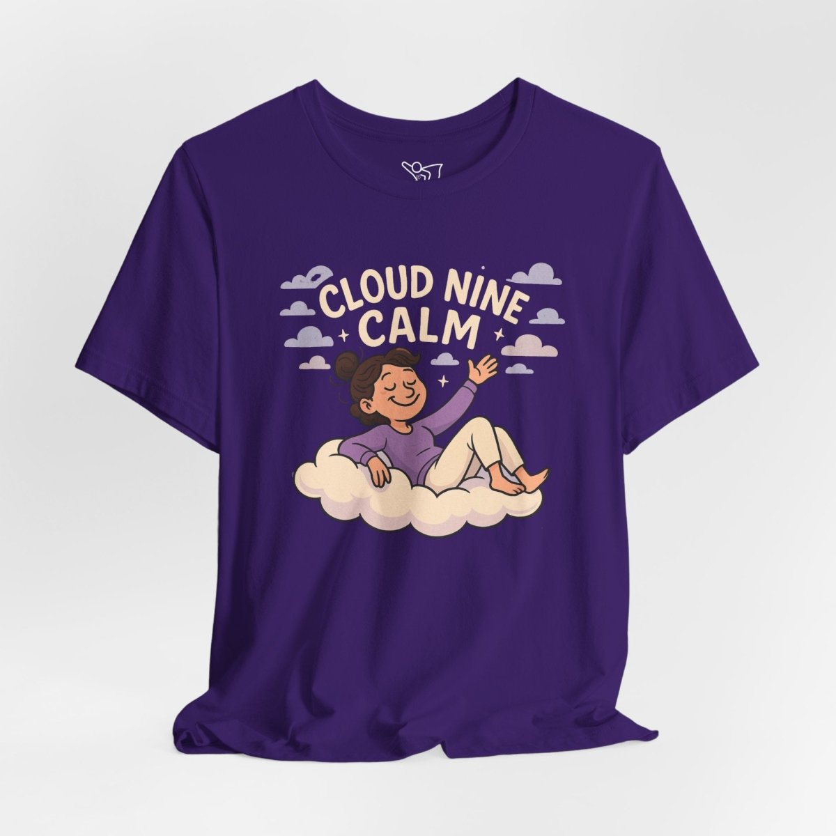 "Cloud Nine Calm" Relaxed Unisex Jersey Short Sleeve T-Shirt, Gift for Mindfulness, Cozy Fashion, Casual Wear, Relaxation Outfit - CW2 MINDSet Collection - AI Tee Hero