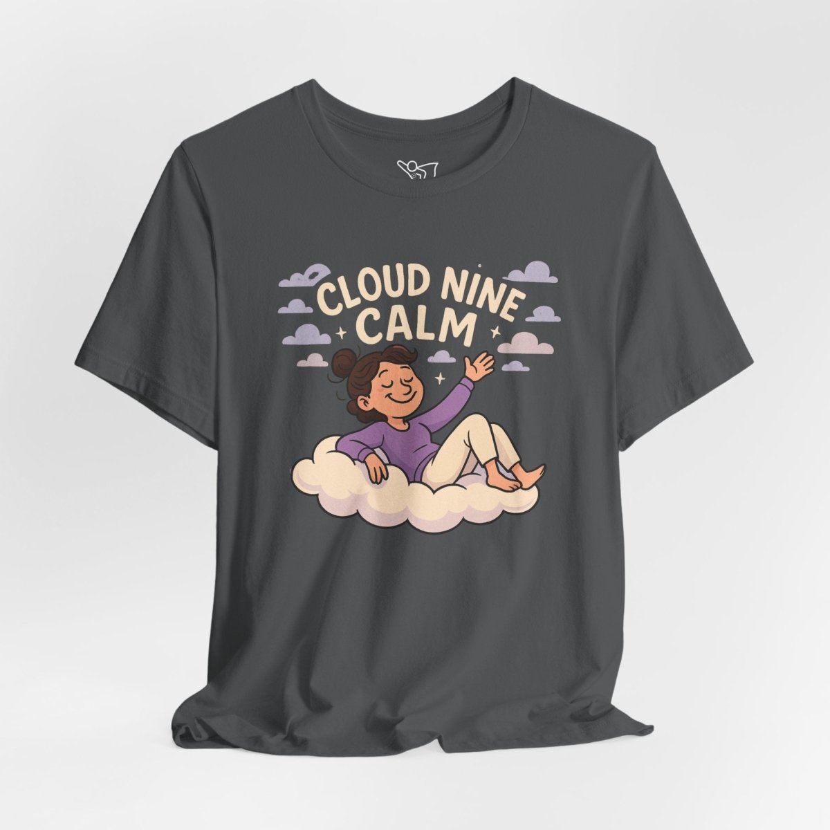 "Cloud Nine Calm" Relaxed Unisex Jersey Short Sleeve T-Shirt, Gift for Mindfulness, Cozy Fashion, Casual Wear, Relaxation Outfit - CW2 MINDSet Collection - AI Tee Hero