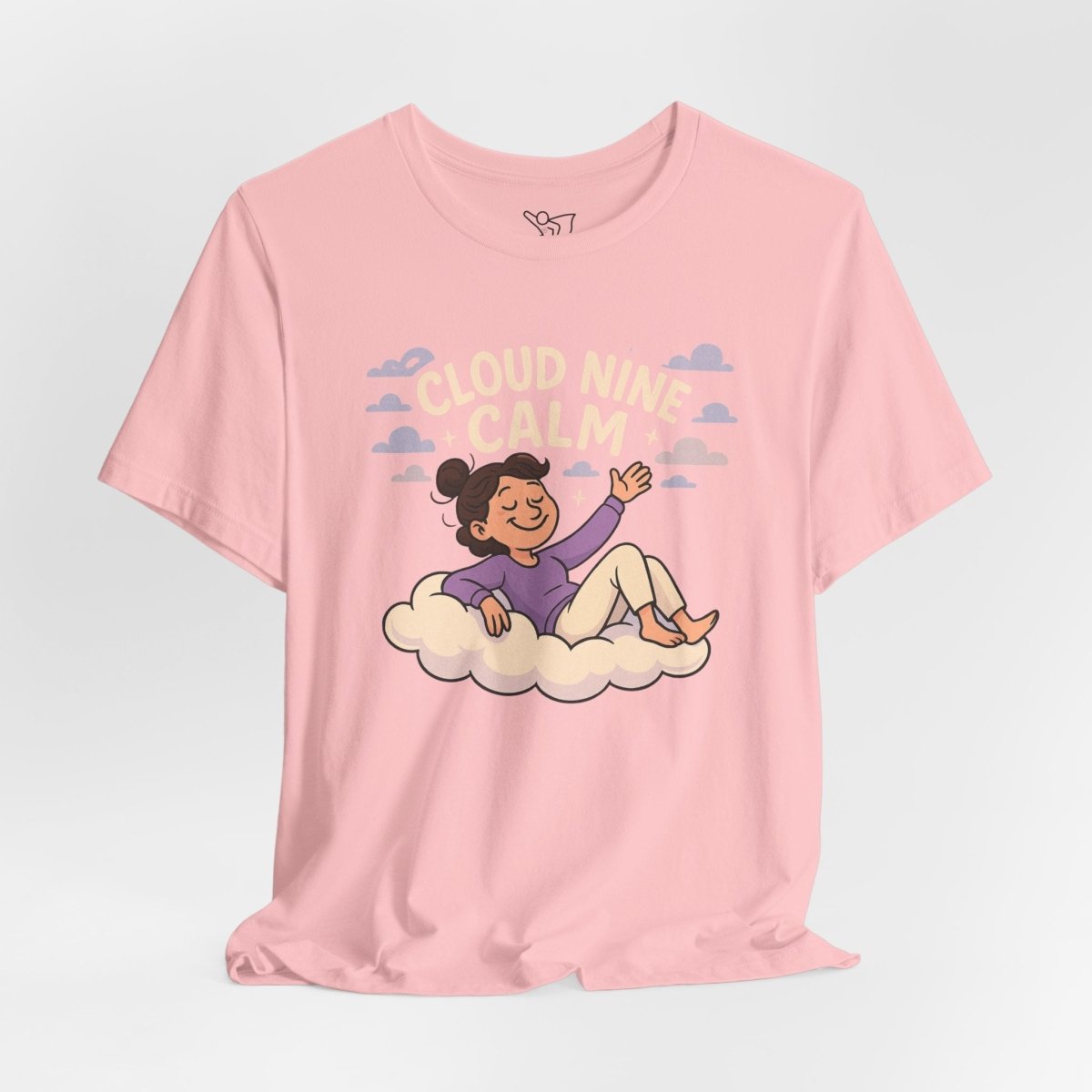 "Cloud Nine Calm" Relaxed Unisex Jersey Short Sleeve T-Shirt, Gift for Mindfulness, Cozy Fashion, Casual Wear, Relaxation Outfit - CW2 MINDSet Collection - AI Tee Hero