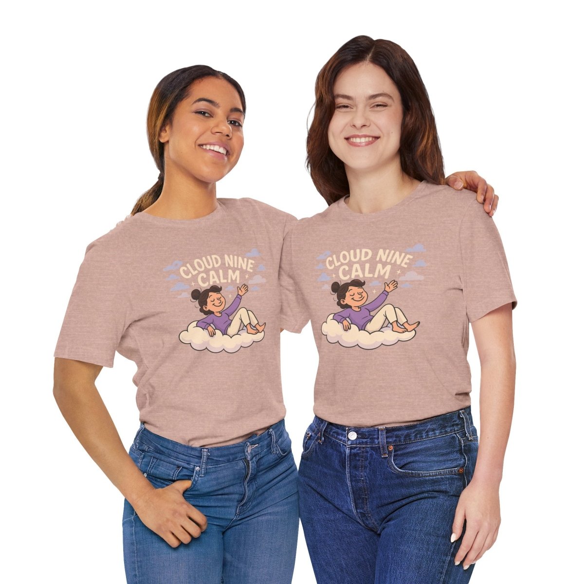 "Cloud Nine Calm" Relaxed Unisex Jersey Short Sleeve T-Shirt, Gift for Mindfulness, Cozy Fashion, Casual Wear, Relaxation Outfit - CW2 MINDSet Collection - AI Tee Hero