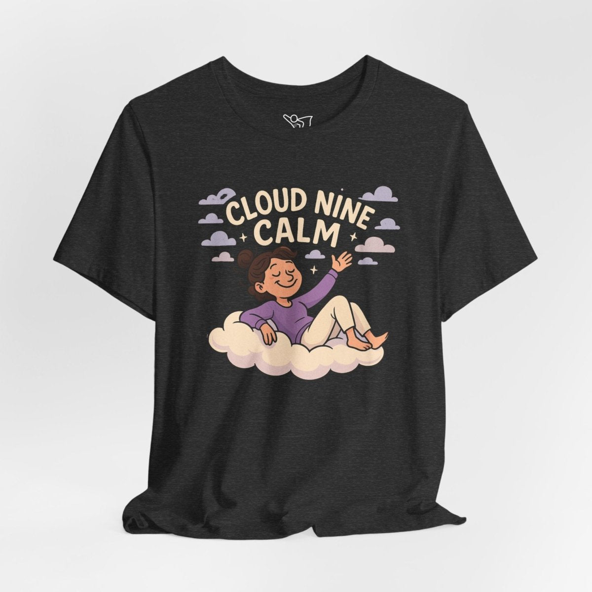 "Cloud Nine Calm" Relaxed Unisex Jersey Short Sleeve T-Shirt, Gift for Mindfulness, Cozy Fashion, Casual Wear, Relaxation Outfit - CW2 MINDSet Collection - AI Tee Hero