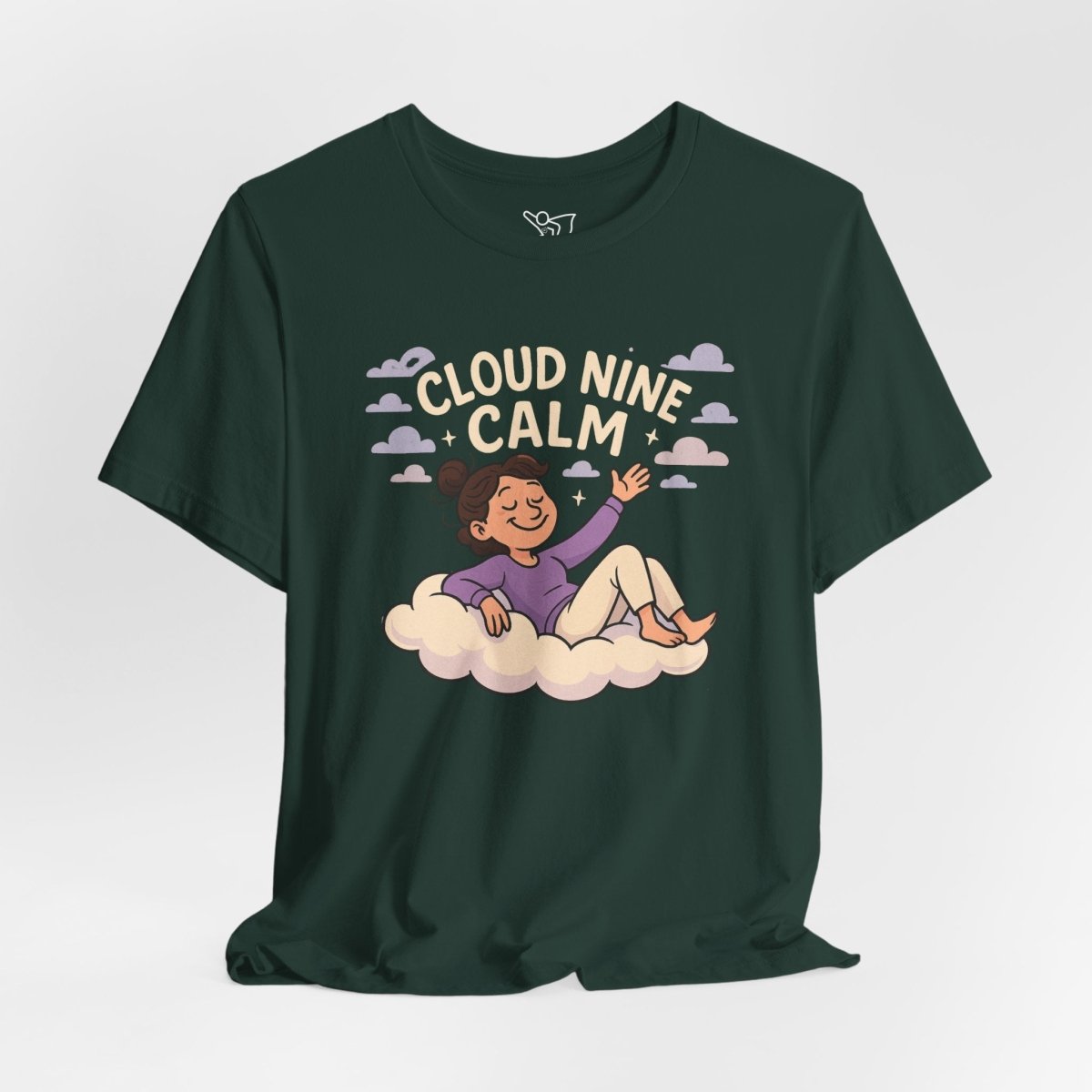 "Cloud Nine Calm" Relaxed Unisex Jersey Short Sleeve T-Shirt, Gift for Mindfulness, Cozy Fashion, Casual Wear, Relaxation Outfit - CW2 MINDSet Collection - AI Tee Hero