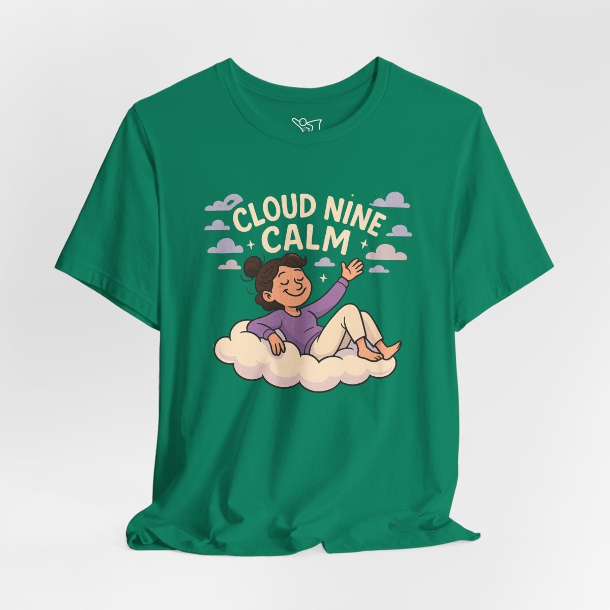 "Cloud Nine Calm" Relaxed Unisex Jersey Short Sleeve T-Shirt, Gift for Mindfulness, Cozy Fashion, Casual Wear, Relaxation Outfit - CW2 MINDSet Collection - AI Tee Hero
