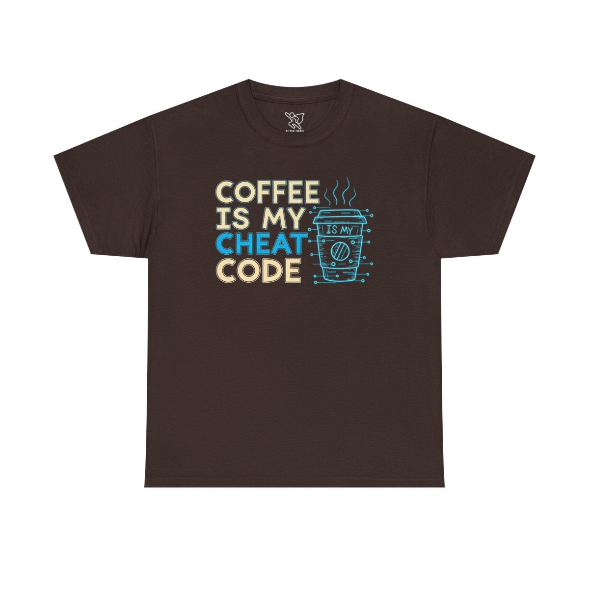 "Coffee is My Cheat Code" CW - 1 Coffee Lover's Unisex Heavy Cotton Tee, Perfect for Casual Wear, Gifts for Friends, Coffee Obsessed, Everyday Comfort - AI Tee Hero