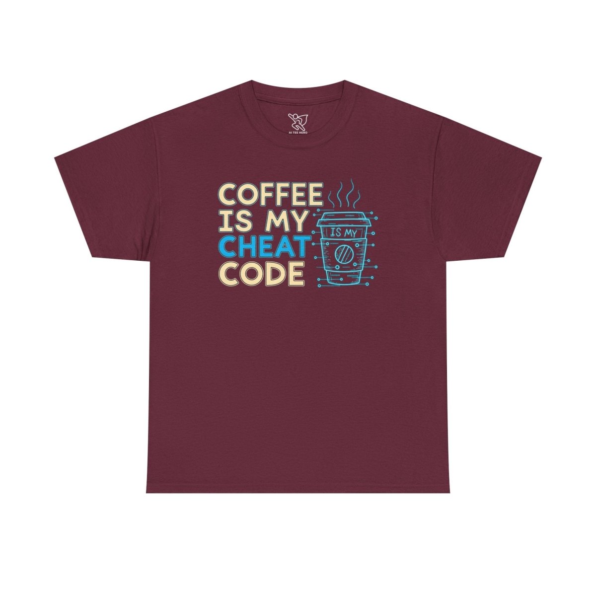 "Coffee is My Cheat Code" CW - 1 Coffee Lover's Unisex Heavy Cotton Tee, Perfect for Casual Wear, Gifts for Friends, Coffee Obsessed, Everyday Comfort - AI Tee Hero