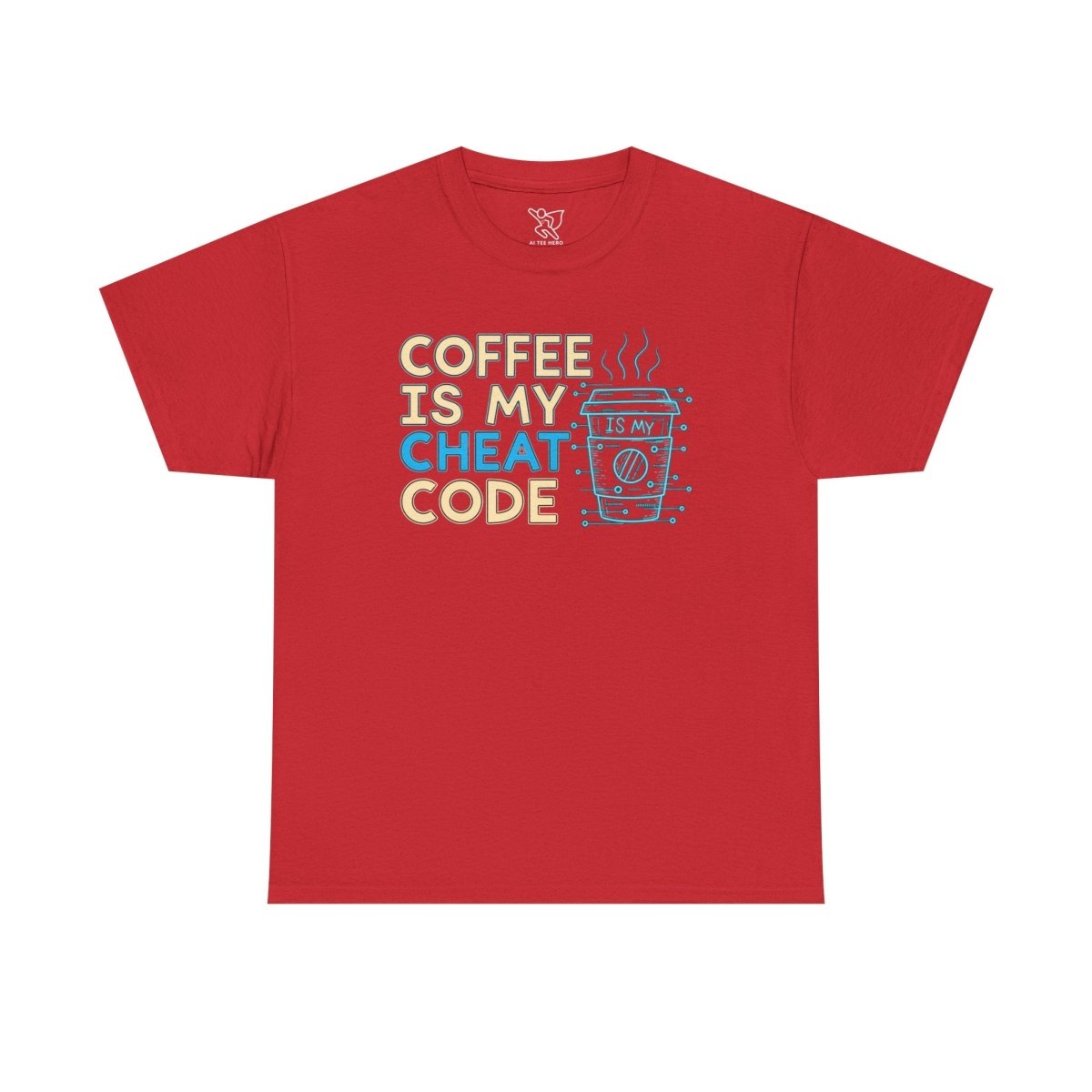 "Coffee is My Cheat Code" CW - 1 Coffee Lover's Unisex Heavy Cotton Tee, Perfect for Casual Wear, Gifts for Friends, Coffee Obsessed, Everyday Comfort - AI Tee Hero