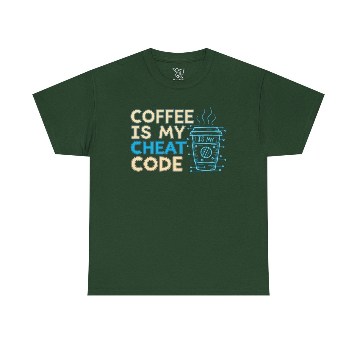 "Coffee is My Cheat Code" CW - 1 Coffee Lover's Unisex Heavy Cotton Tee, Perfect for Casual Wear, Gifts for Friends, Coffee Obsessed, Everyday Comfort - AI Tee Hero