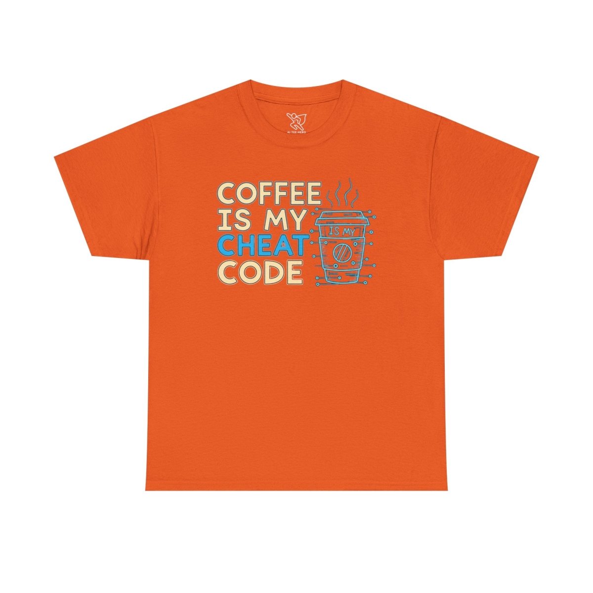 "Coffee is My Cheat Code" CW - 1 Coffee Lover's Unisex Heavy Cotton Tee, Perfect for Casual Wear, Gifts for Friends, Coffee Obsessed, Everyday Comfort - AI Tee Hero