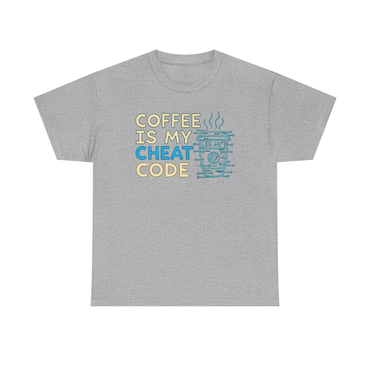 "Coffee is My Cheat Code" CW - 1 Coffee Lover's Unisex Heavy Cotton Tee, Perfect for Casual Wear, Gifts for Friends, Coffee Obsessed, Everyday Comfort - AI Tee Hero