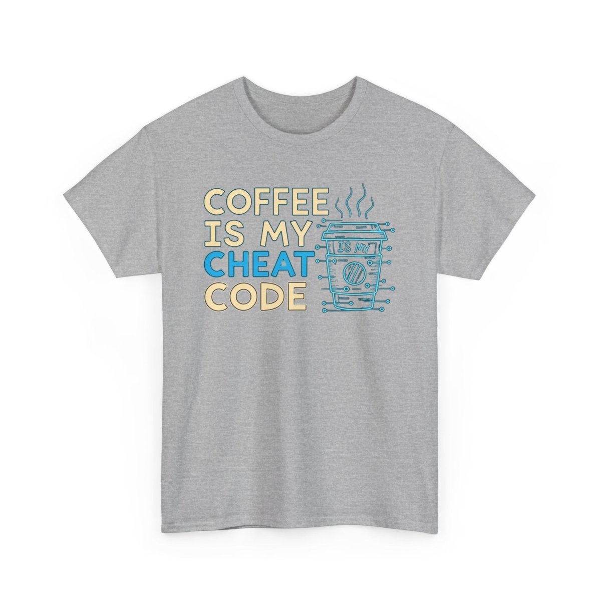 "Coffee is My Cheat Code" CW - 1 Coffee Lover's Unisex Heavy Cotton Tee, Perfect for Casual Wear, Gifts for Friends, Coffee Obsessed, Everyday Comfort - AI Tee Hero