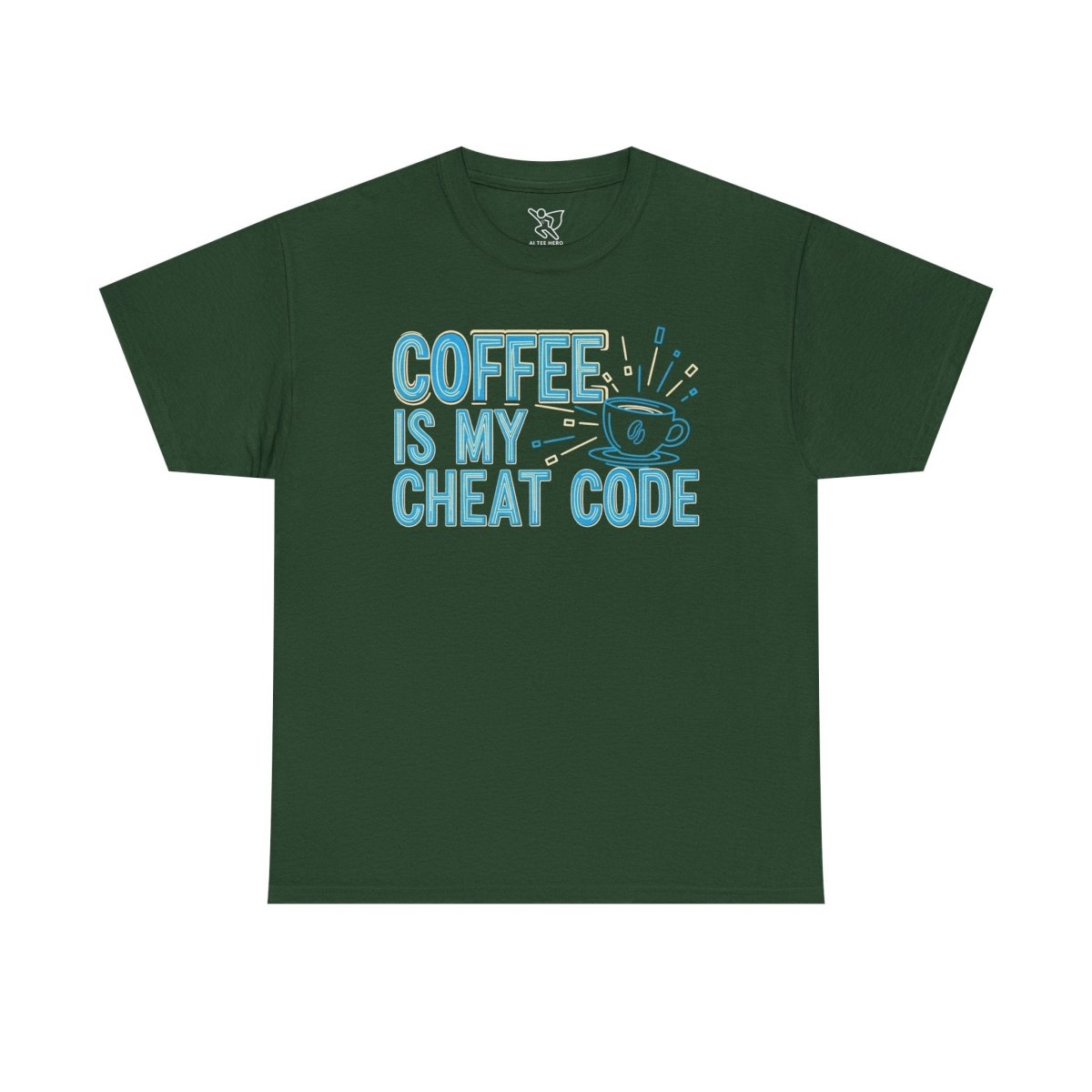 "Coffee is My Cheat Code" CW - 2 Coffee Lover's Unisex Heavy Cotton Tee, Perfect for Casual Wear, Gifts for Friends, Coffee Obsessed, Everyday Comfort - AI Tee Hero