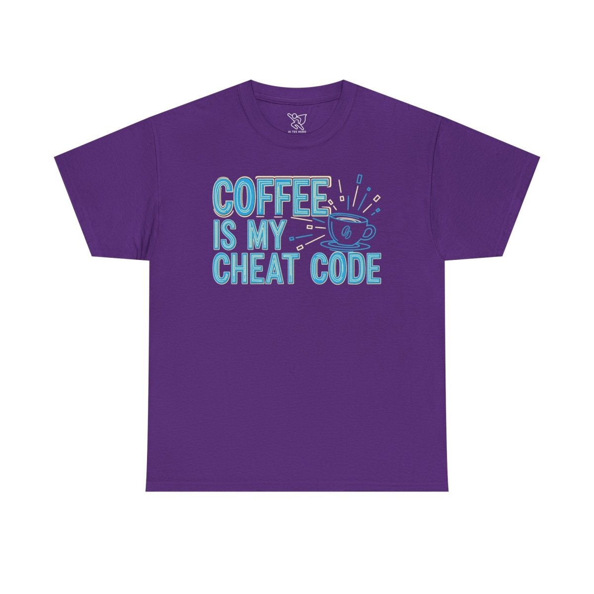 "Coffee is My Cheat Code" CW - 2 Coffee Lover's Unisex Heavy Cotton Tee, Perfect for Casual Wear, Gifts for Friends, Coffee Obsessed, Everyday Comfort - AI Tee Hero