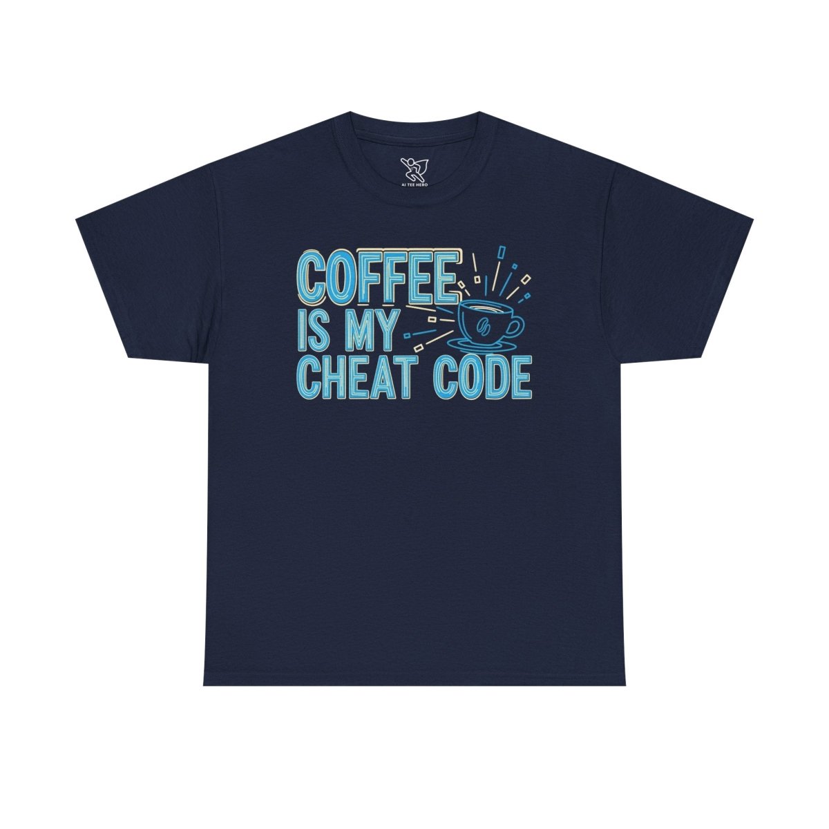 "Coffee is My Cheat Code" CW - 2 Coffee Lover's Unisex Heavy Cotton Tee, Perfect for Casual Wear, Gifts for Friends, Coffee Obsessed, Everyday Comfort - AI Tee Hero