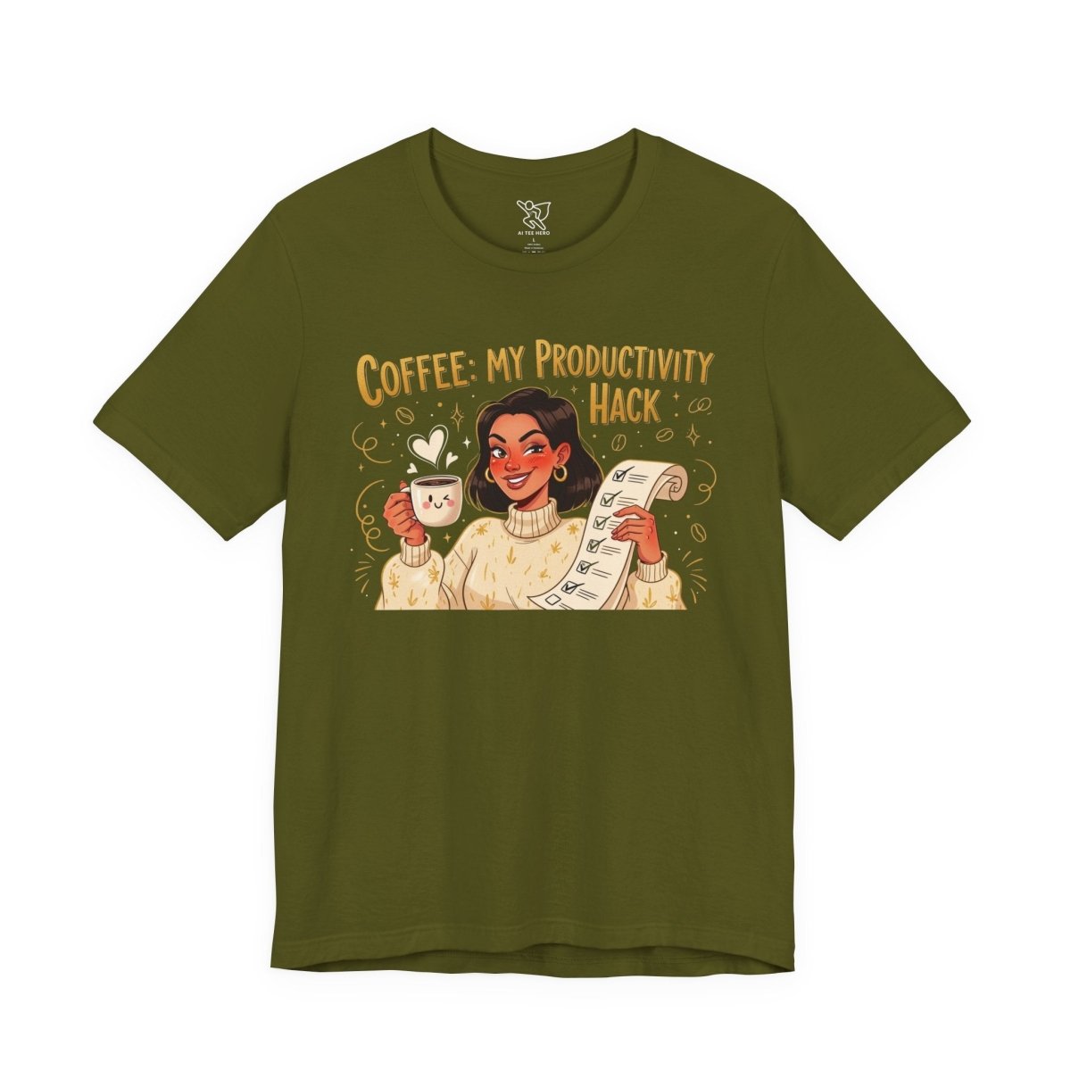 "Coffee: My Productivity Hack" Funny Tee, Gift for Coffee Lovers, Unisex Funny Shirt, Casual Wear, Quirky Gift Idea - AI Tee Hero