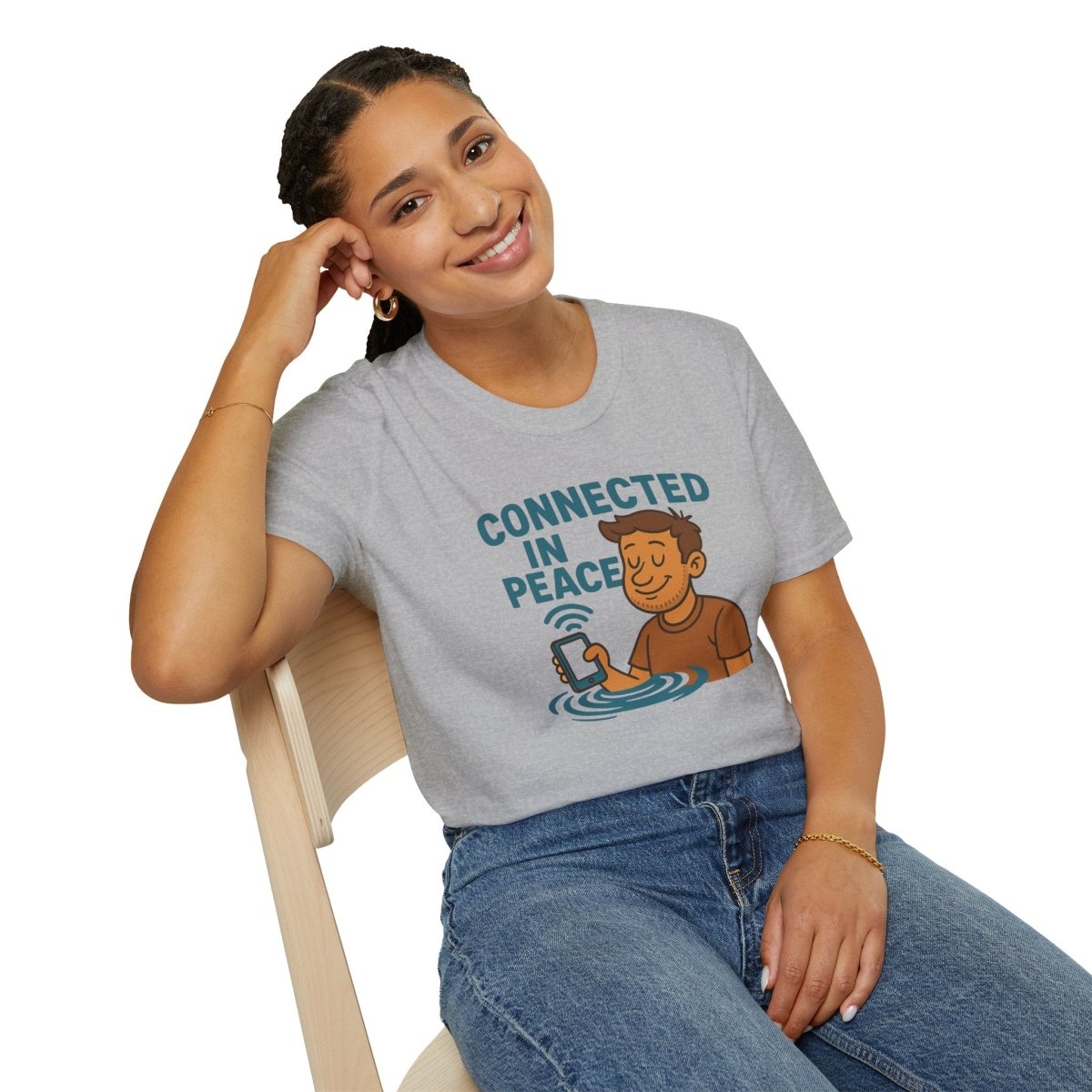 "Connected in Peace" Unisex Shirt, Relaxed Vibe Tee, Chill Casual Wear, Gift for Mindfulness Lovers, Summer Fashion - MINDSet Collection - AI Tee Hero