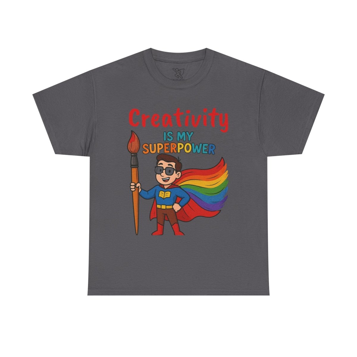 "Creativity is My Superpower" Art Teacher Tee, Unisex Heavy Cotton Tee for Creative Souls, Gift for Art Lovers, Casual Wear, Painting Enthusiasts, Everyday Superheroes Teacher Edition MINDSet - AI Tee Hero