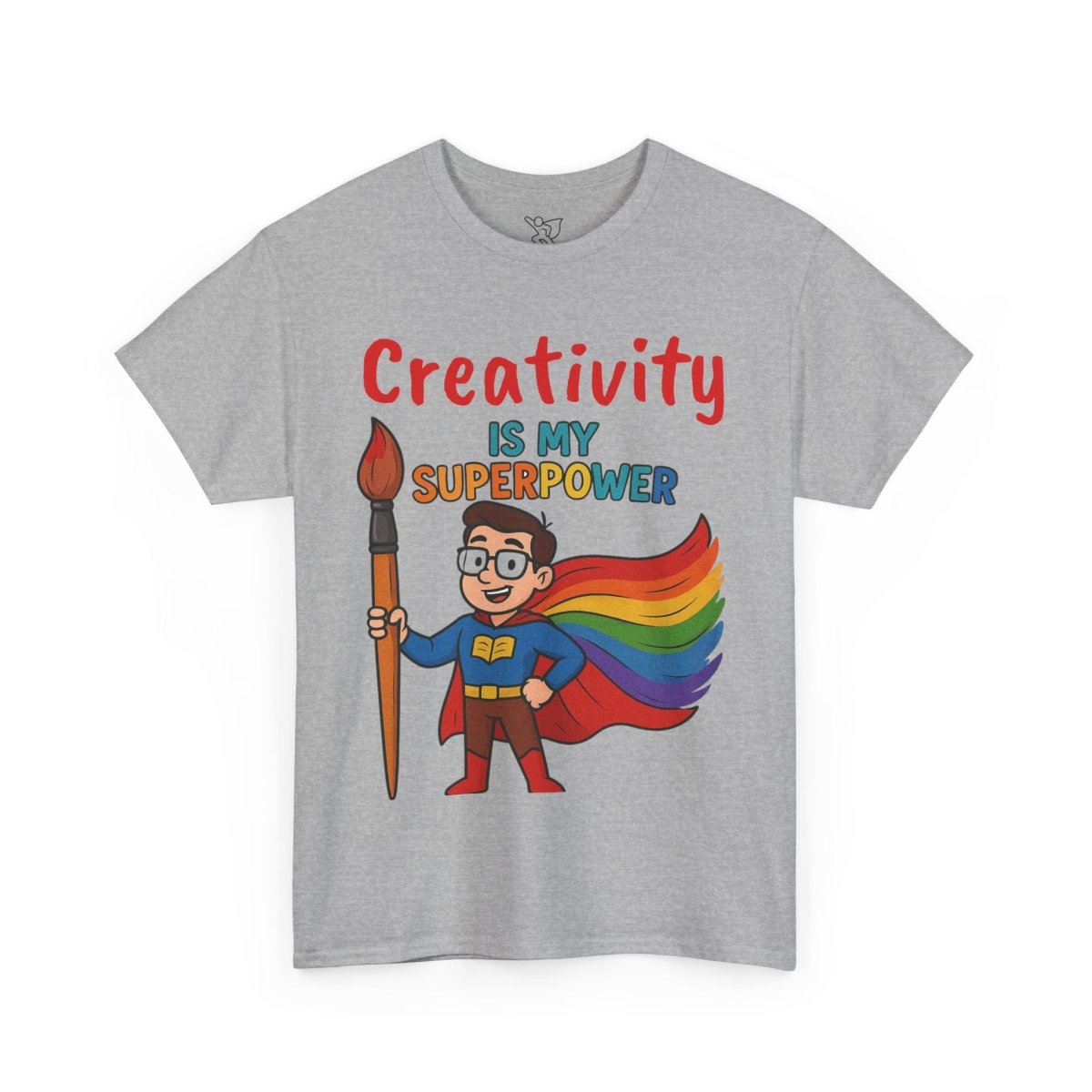 "Creativity is My Superpower" Art Teacher Tee, Unisex Heavy Cotton Tee for Creative Souls, Gift for Art Lovers, Casual Wear, Painting Enthusiasts, Everyday Superheroes Teacher Edition MINDSet - AI Tee Hero