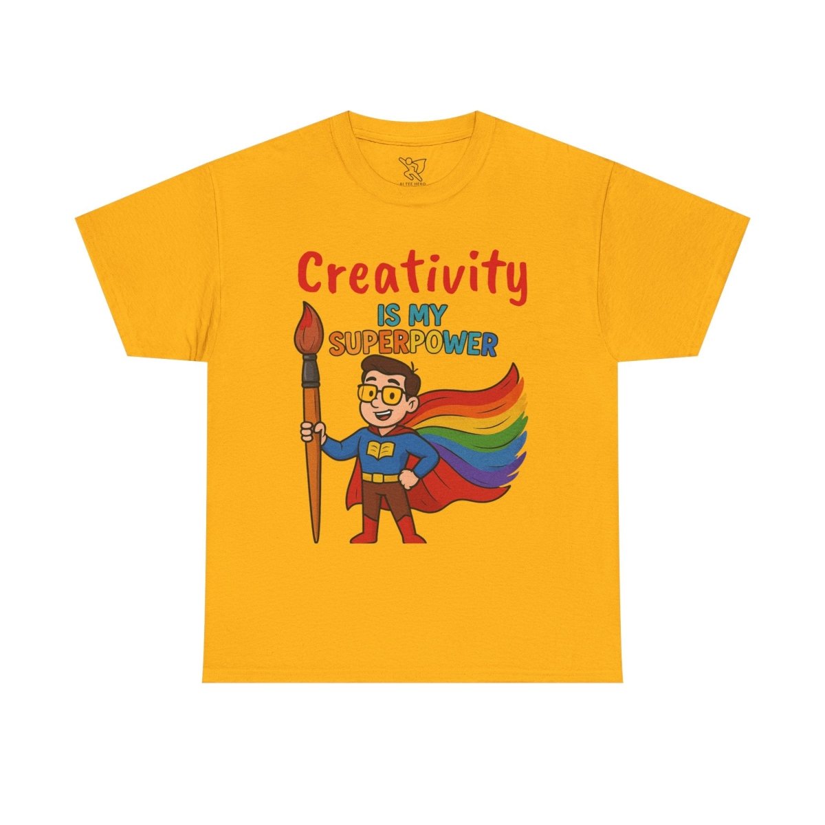 "Creativity is My Superpower" Art Teacher Tee, Unisex Heavy Cotton Tee for Creative Souls, Gift for Art Lovers, Casual Wear, Painting Enthusiasts, Everyday Superheroes Teacher Edition MINDSet - AI Tee Hero
