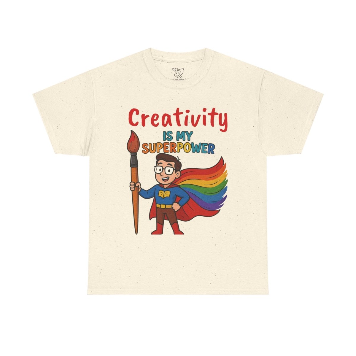 "Creativity is My Superpower" Art Teacher Tee, Unisex Heavy Cotton Tee for Creative Souls, Gift for Art Lovers, Casual Wear, Painting Enthusiasts, Everyday Superheroes Teacher Edition MINDSet - AI Tee Hero