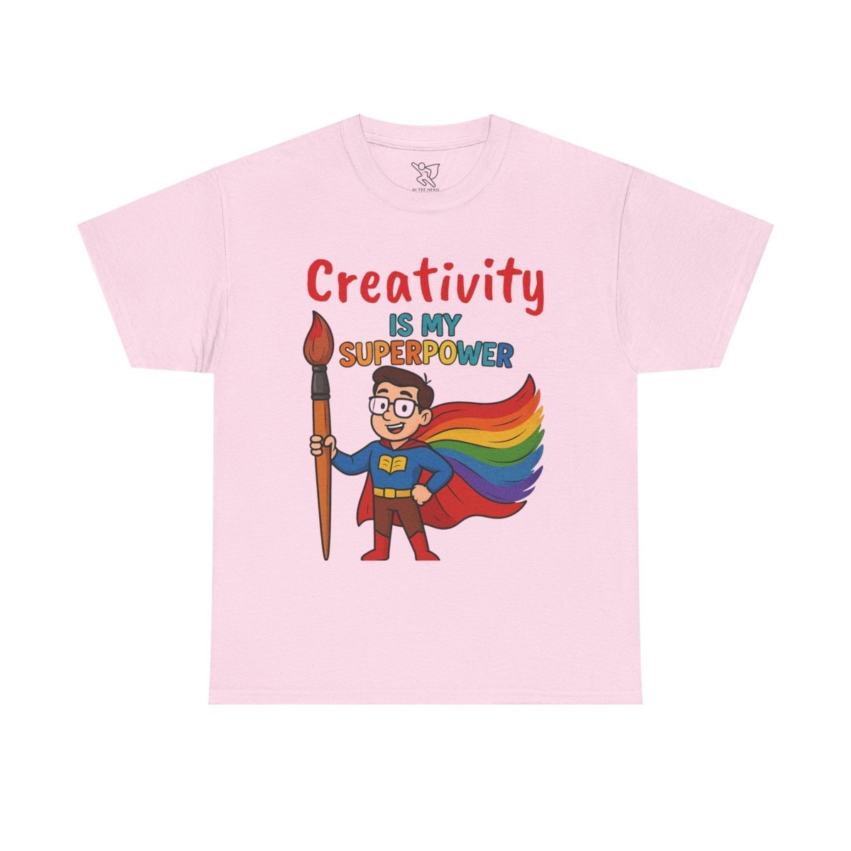 "Creativity is My Superpower" Art Teacher Tee, Unisex Heavy Cotton Tee for Creative Souls, Gift for Art Lovers, Casual Wear, Painting Enthusiasts, Everyday Superheroes Teacher Edition MINDSet - AI Tee Hero