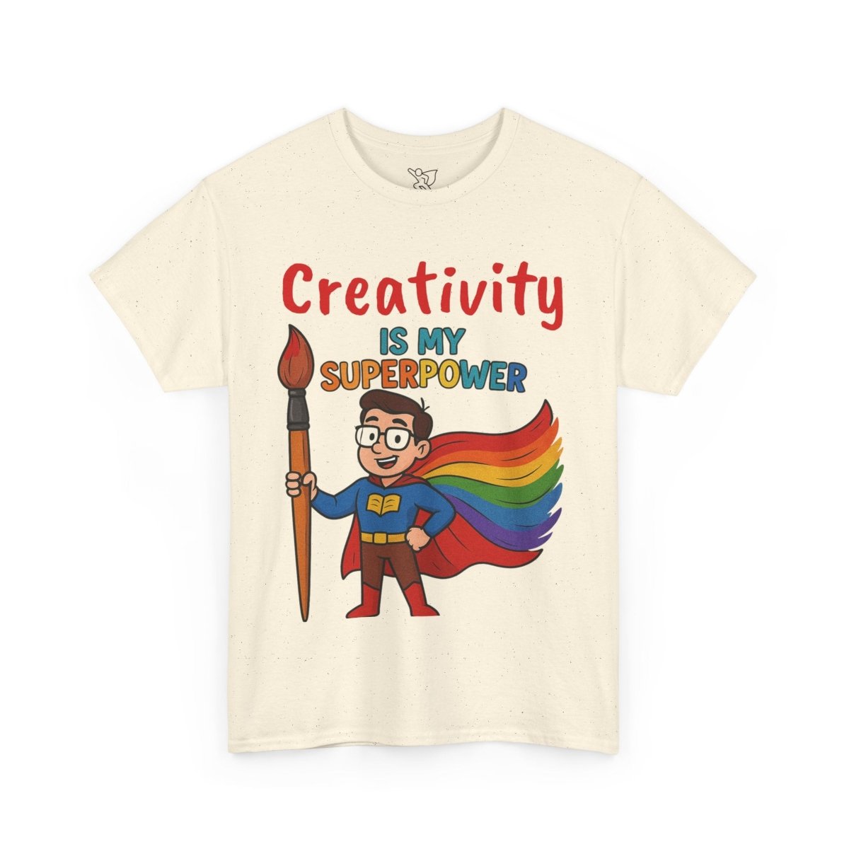 "Creativity is My Superpower" Art Teacher Tee, Unisex Heavy Cotton Tee for Creative Souls, Gift for Art Lovers, Casual Wear, Painting Enthusiasts, Everyday Superheroes Teacher Edition MINDSet - AI Tee Hero