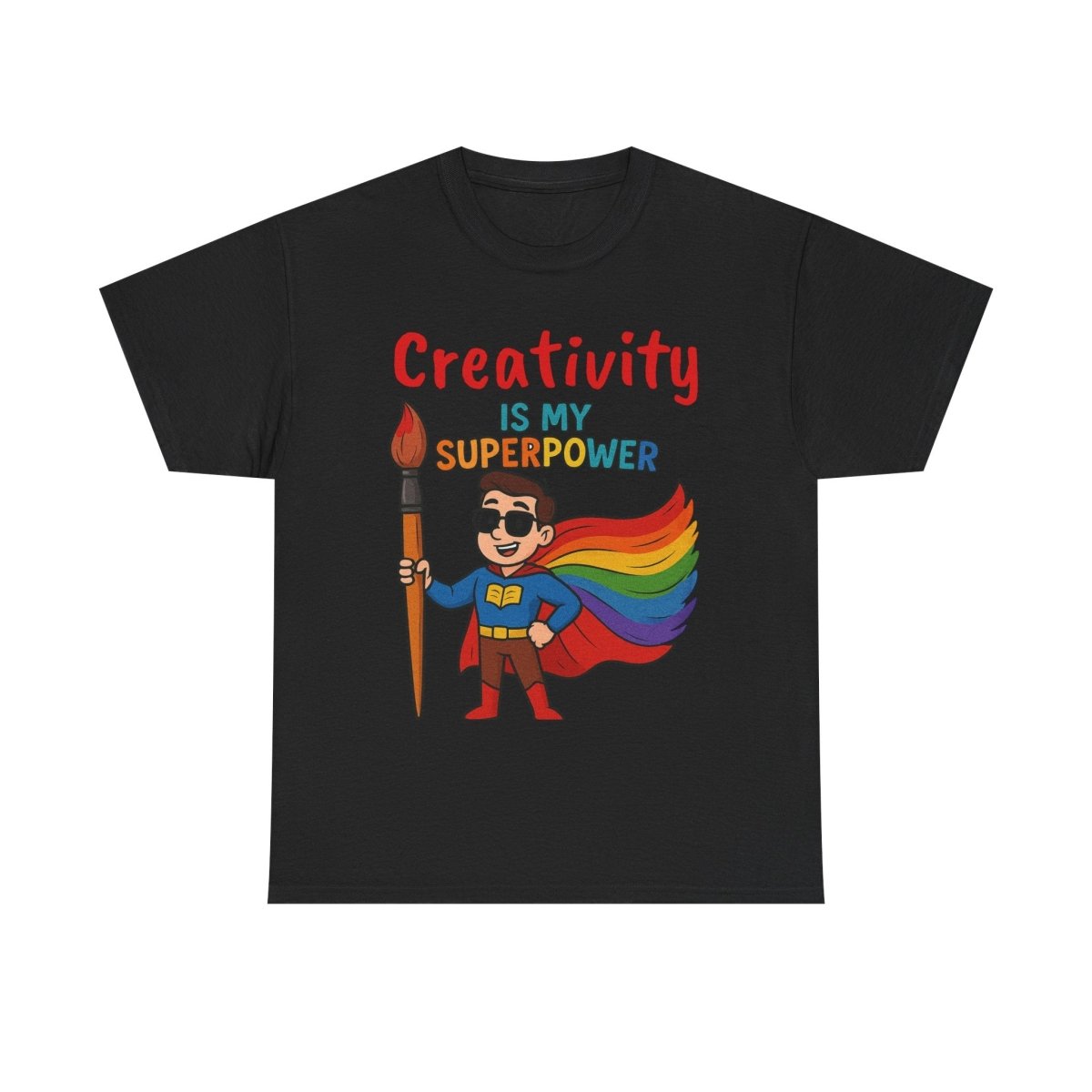 "Creativity is My Superpower" Art Teacher Tee, Unisex Heavy Cotton Tee for Creative Souls, Gift for Art Lovers, Casual Wear, Painting Enthusiasts, Everyday Superheroes Teacher Edition MINDSet - AI Tee Hero
