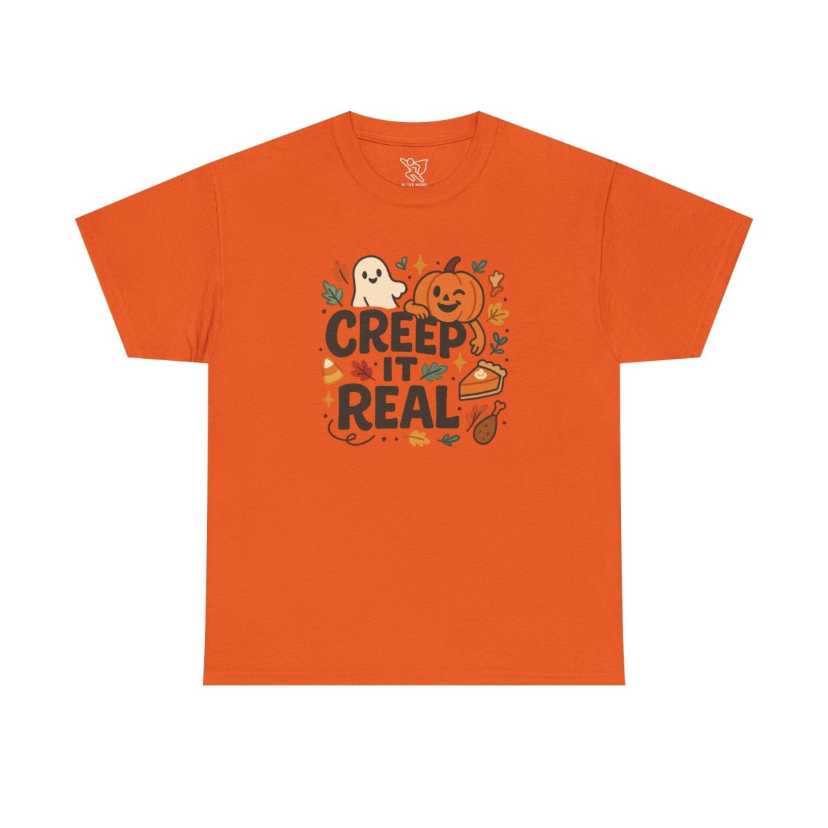 "Creep It Real" Halloween Tee, Unisex Heavy Cotton Shirt, Fall Graphic T-Shirt, Spooky Season Apparel, Cute Halloween Gift, Casual - AI Tee Hero