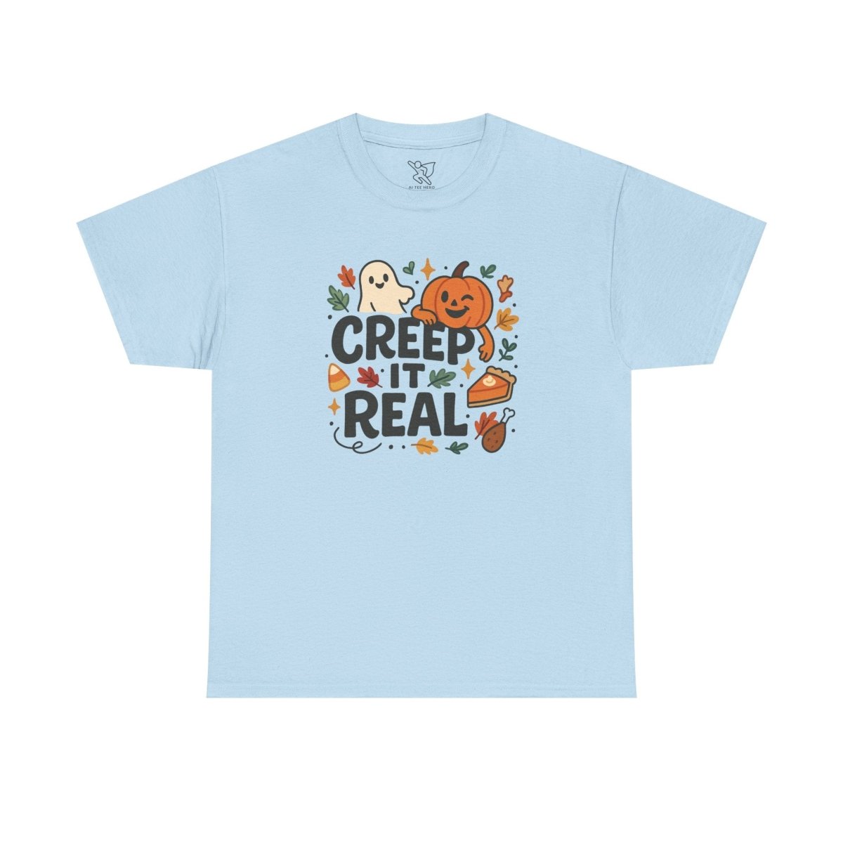 "Creep It Real" Halloween Tee, Unisex Heavy Cotton Shirt, Fall Graphic T-Shirt, Spooky Season Apparel, Cute Halloween Gift, Casual - AI Tee Hero