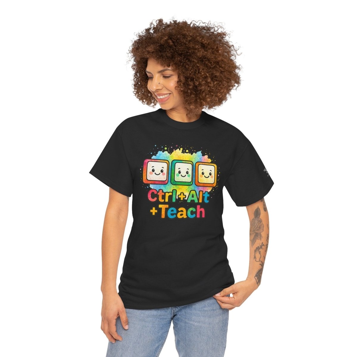 "CTRL.Alt.Teach" Colorful Teacher Tee Gift for Educators, Funny Teaching Shirt, Back to School Apparel, Classroom Humor Top - AI Tee Hero