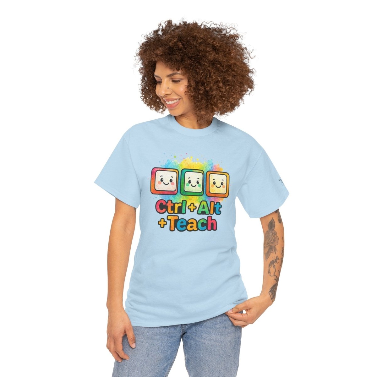 "CTRL.Alt.Teach" Colorful Teacher Tee Gift for Educators, Funny Teaching Shirt, Back to School Apparel, Classroom Humor Top - AI Tee Hero