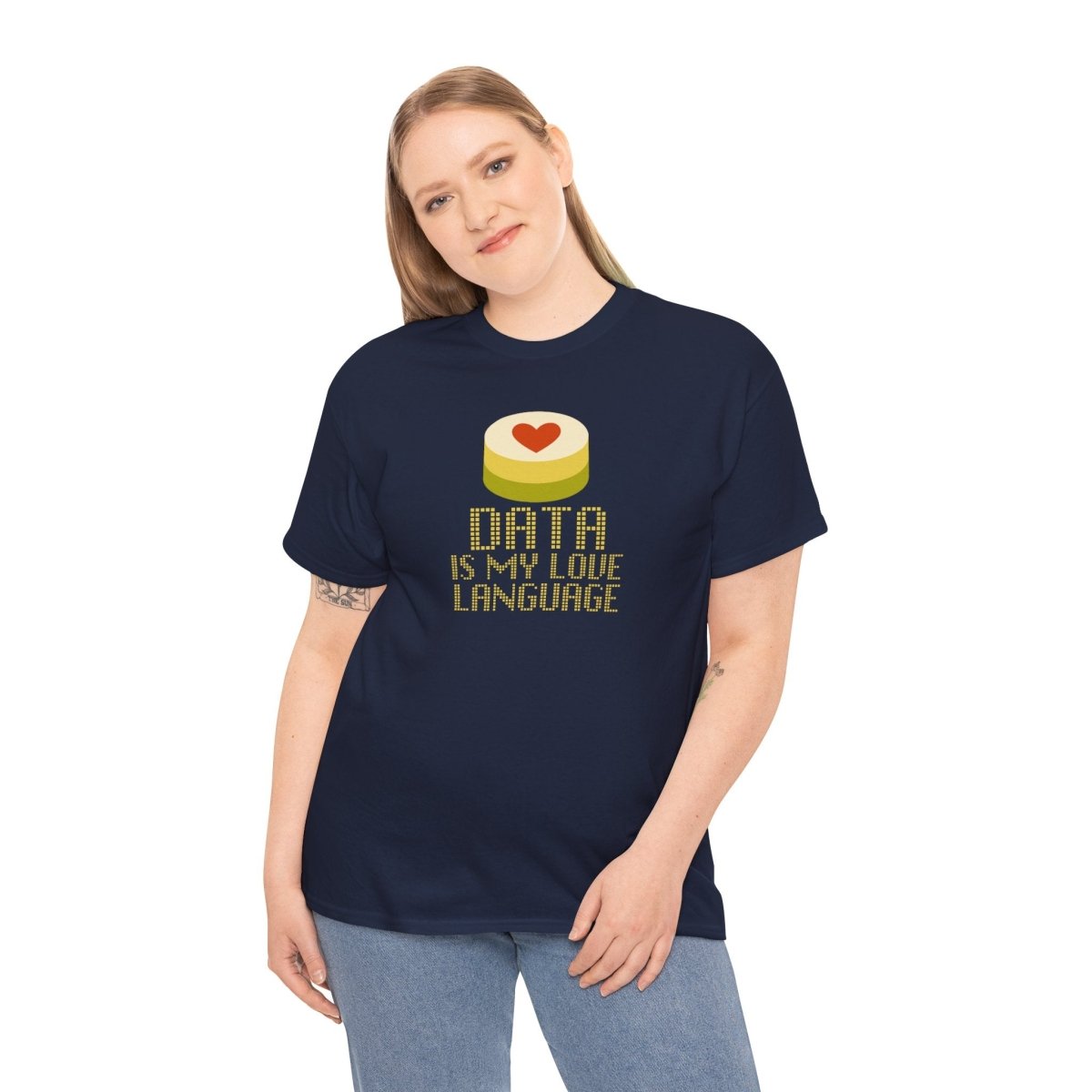 "Data is My Love Language" CW - 1 Casual Unisex Cotton T-Shirt, Tech Enthusiast Gift, Cute Data Lover Apparel, Geeky Gift for Him Her - AI Tee Hero