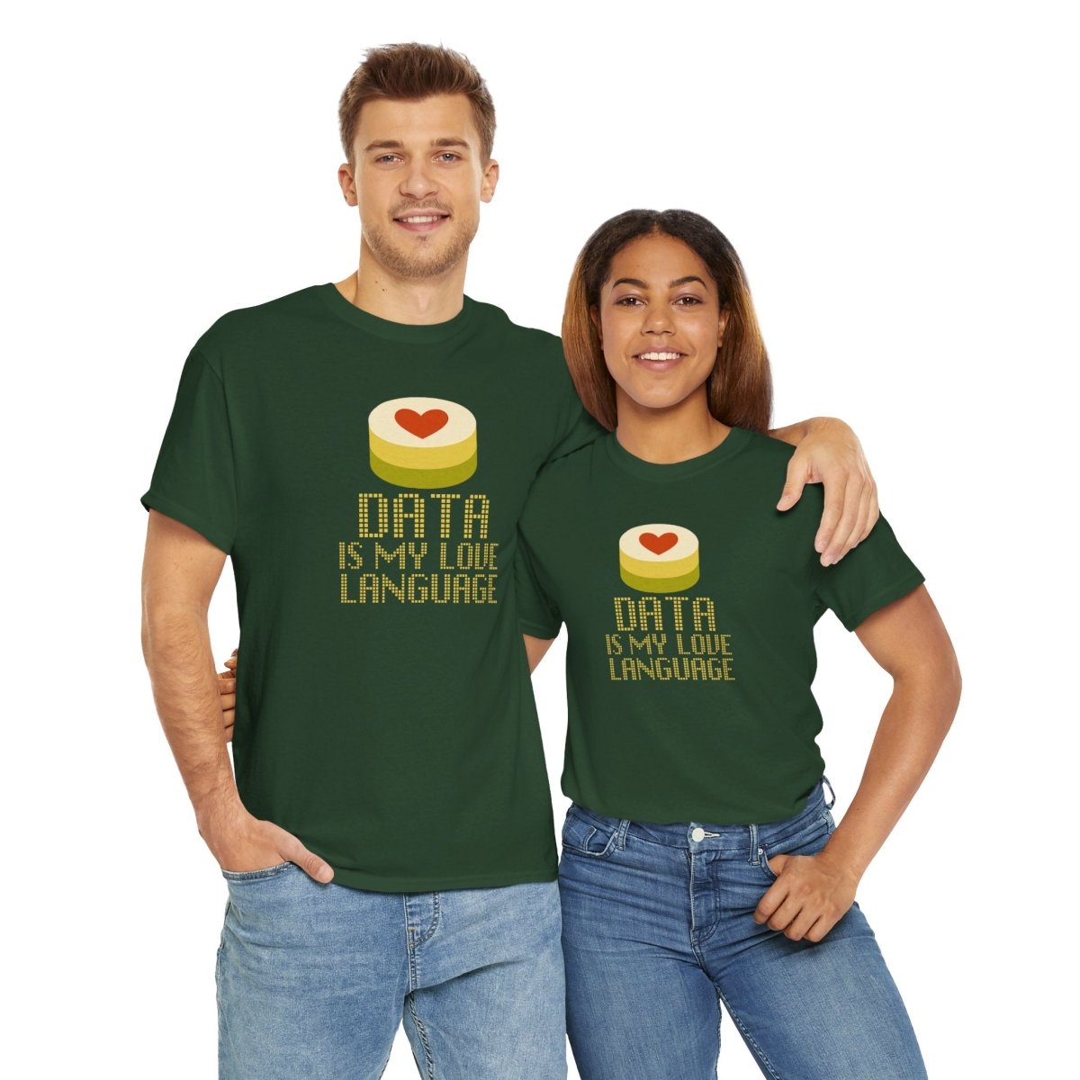 "Data is My Love Language" CW - 1 Casual Unisex Cotton T-Shirt, Tech Enthusiast Gift, Cute Data Lover Apparel, Geeky Gift for Him Her - AI Tee Hero